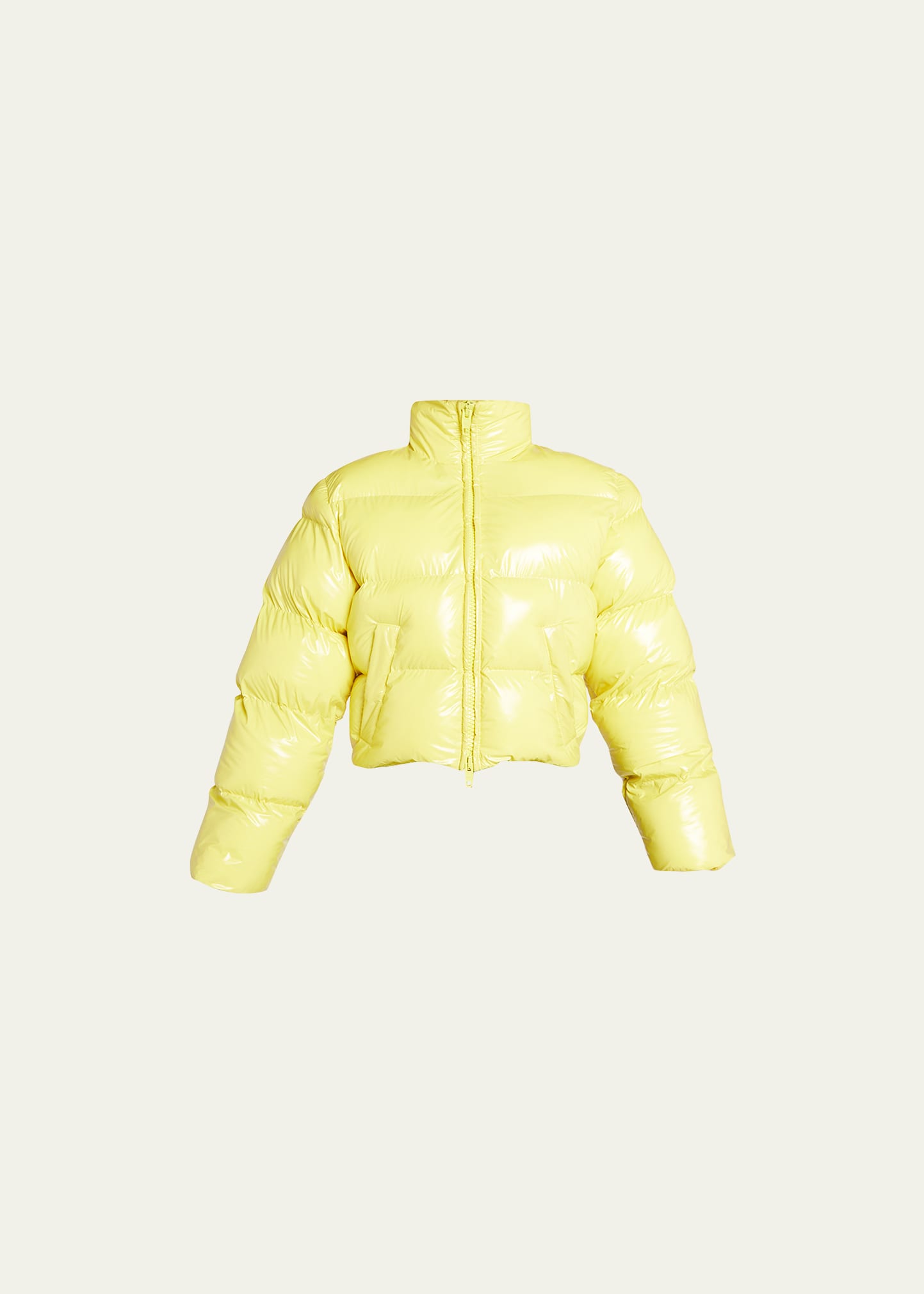 Shop Balenciaga Shrunk Puffer Jacket In Yellow