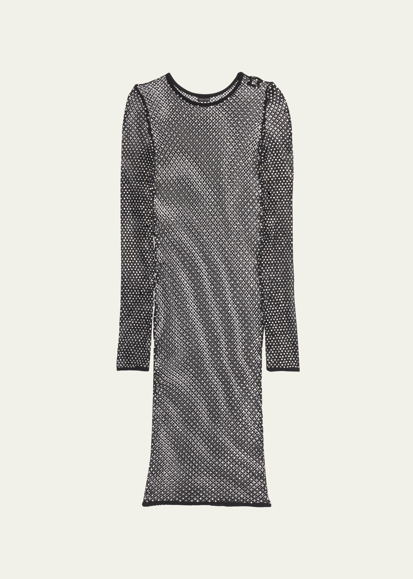 Balenciaga Crystal-embellished Mesh Mini Dress In Noir