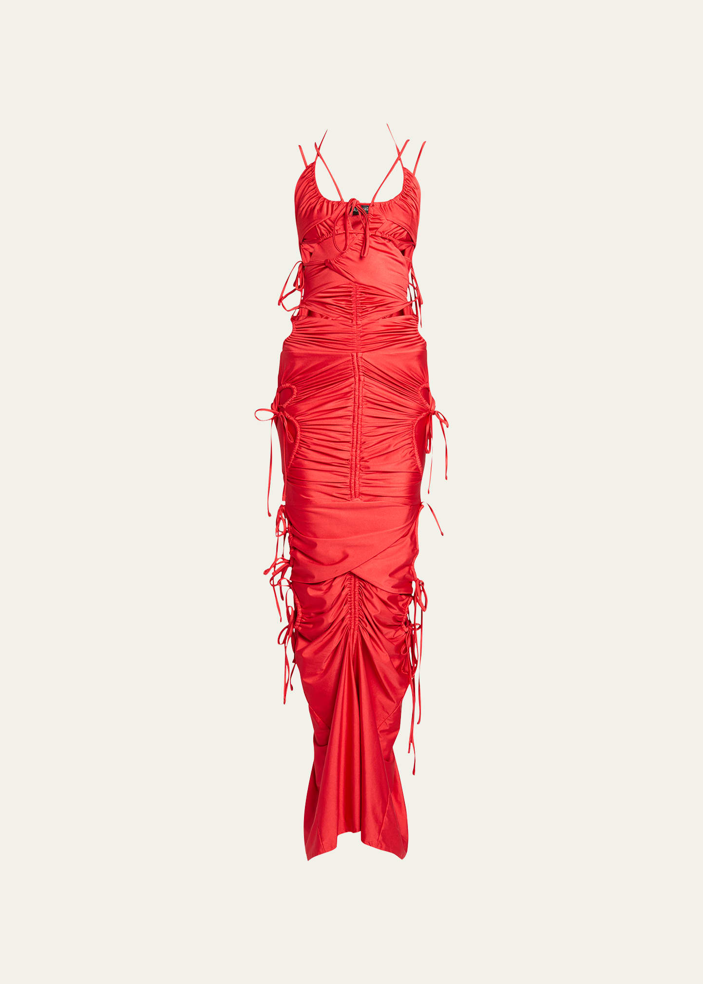 Balenciaga Patched Bikini Dress With Cutout Details In Red