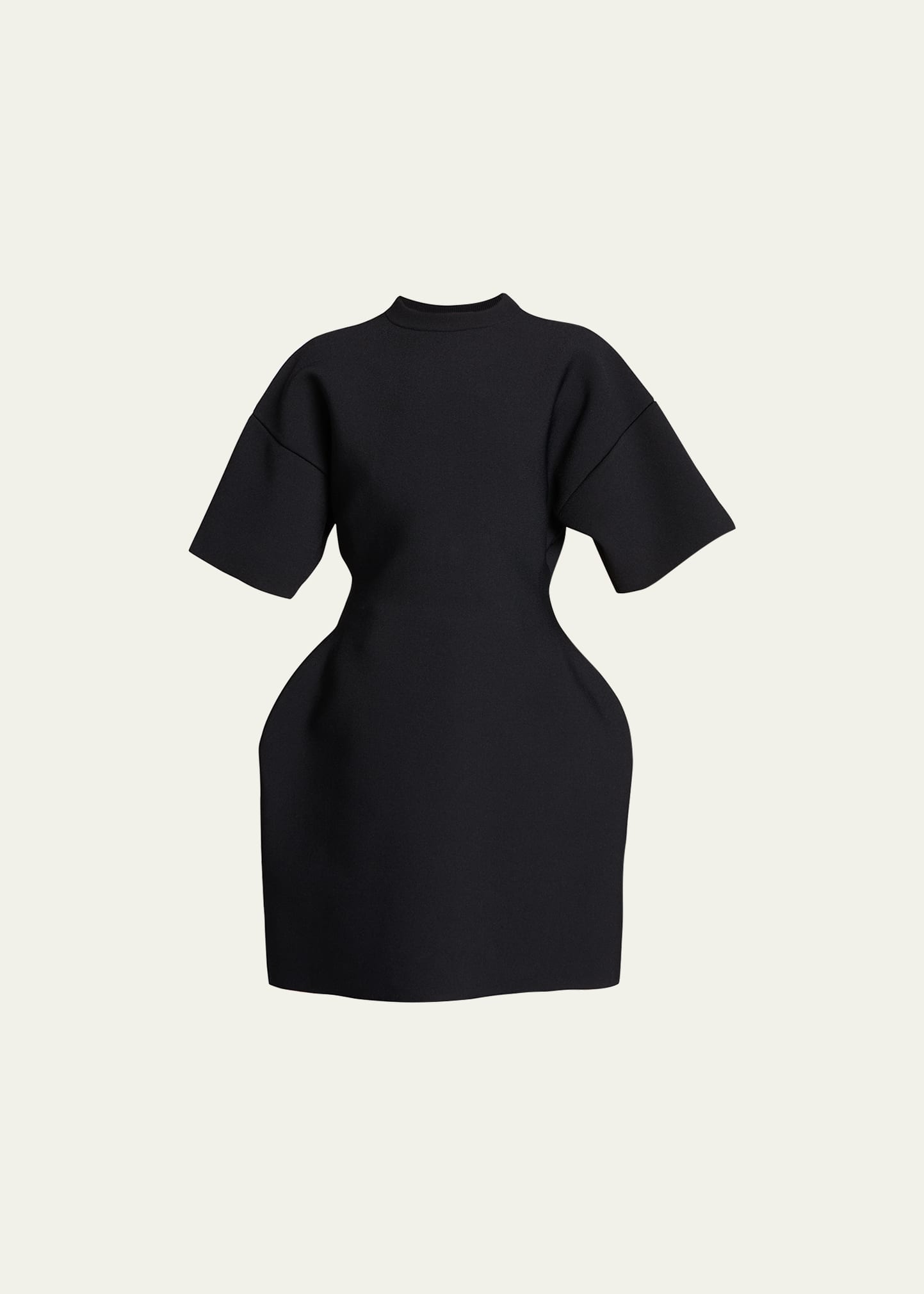 Balenciaga Hourglass Short Sleeve Round Neck Dress In Noir