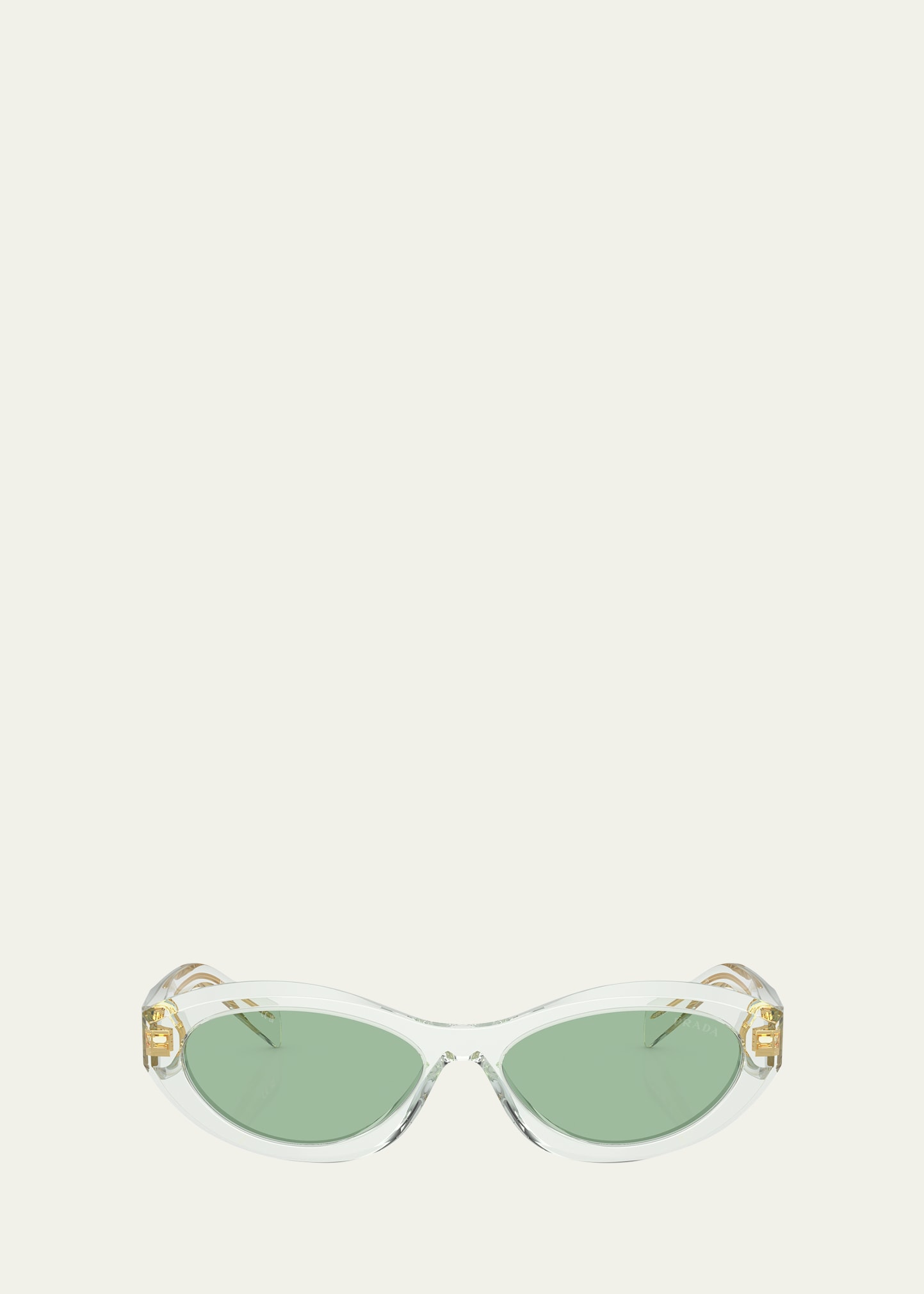 Prada Pr 26zs Beveled Acetate & Plastic Oval Sunglasses In Green