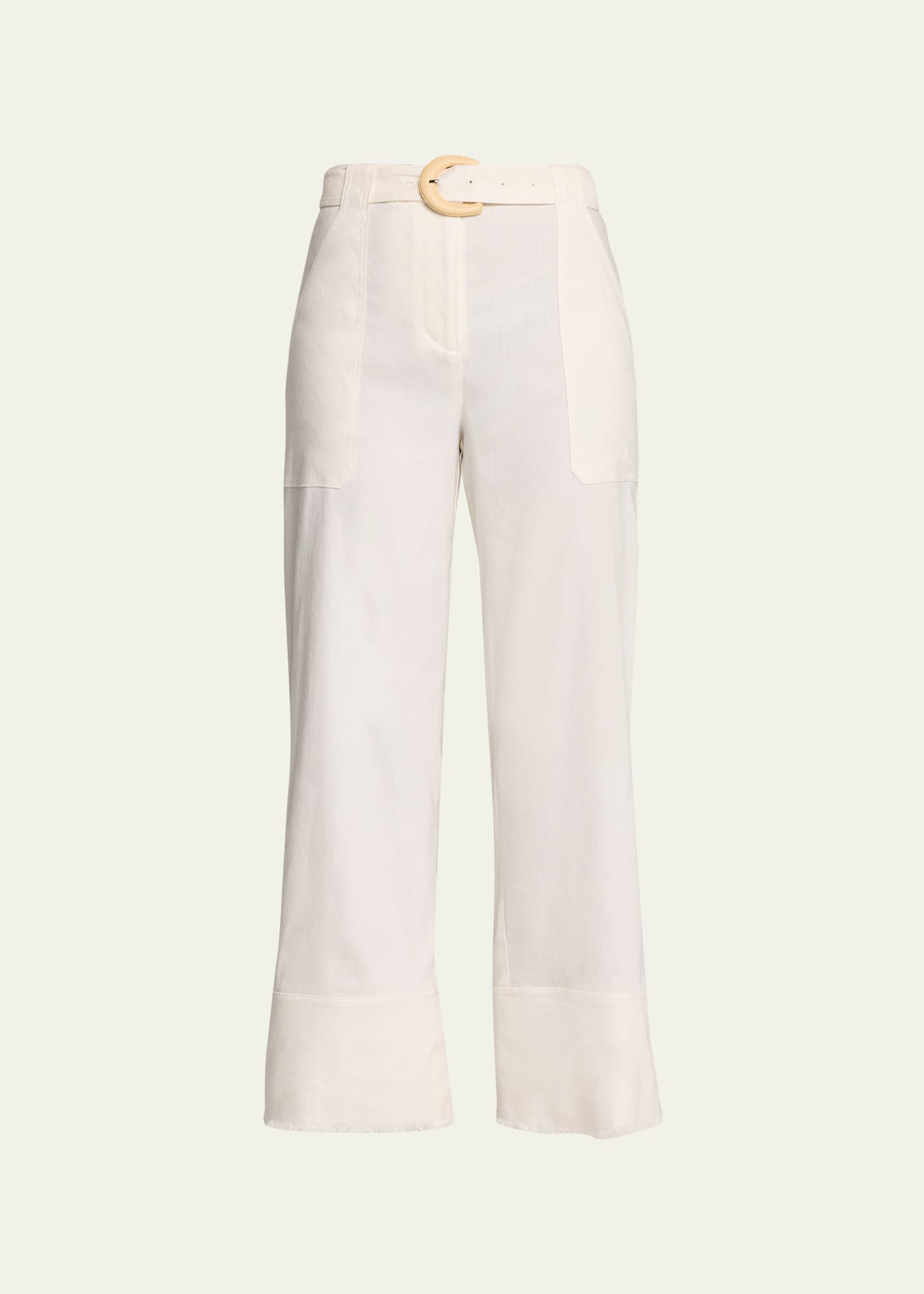 Simkhai Belted Crop Wide-leg Pants In White