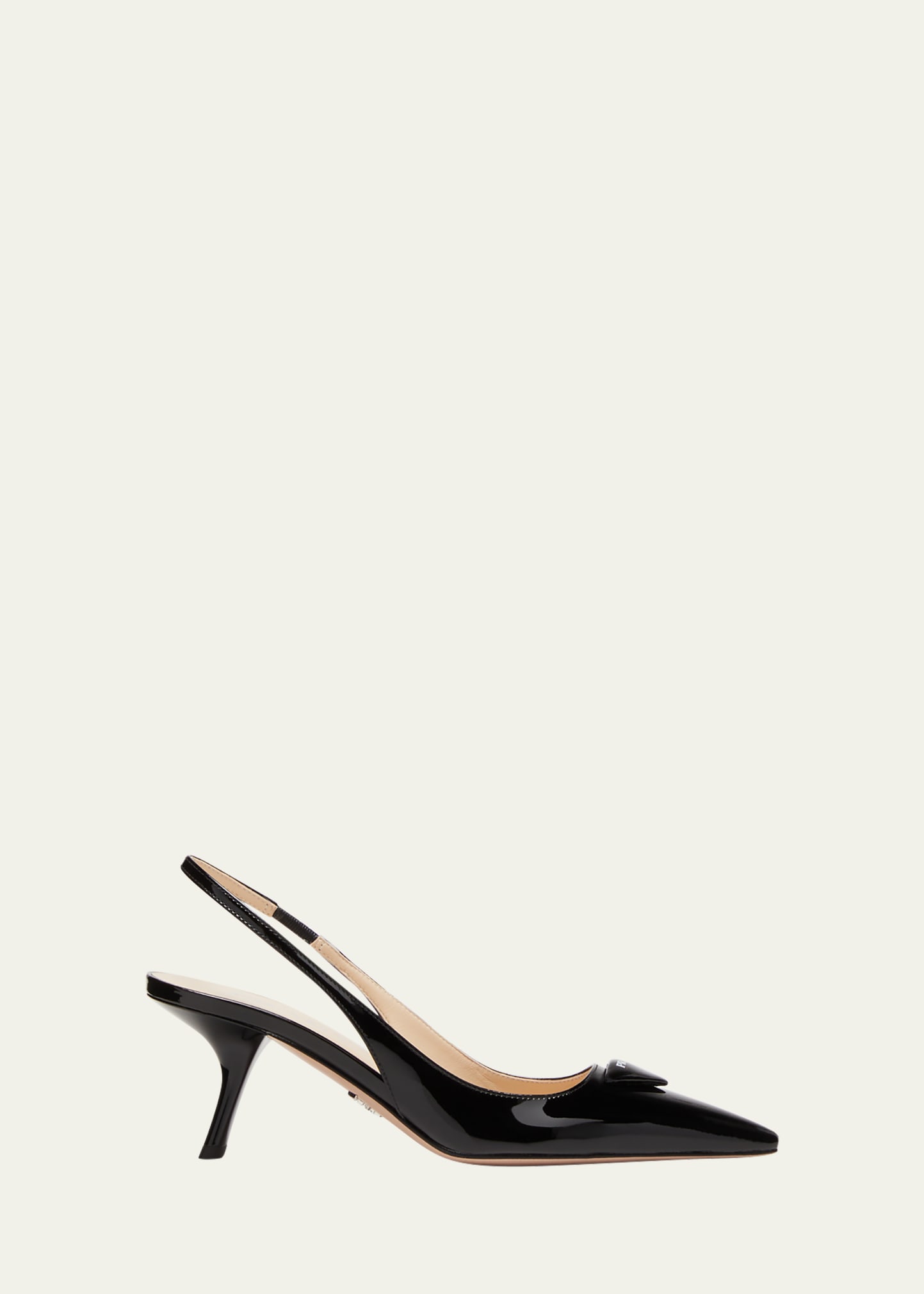 Prada Patent Logo Slingback Pumps In Nero