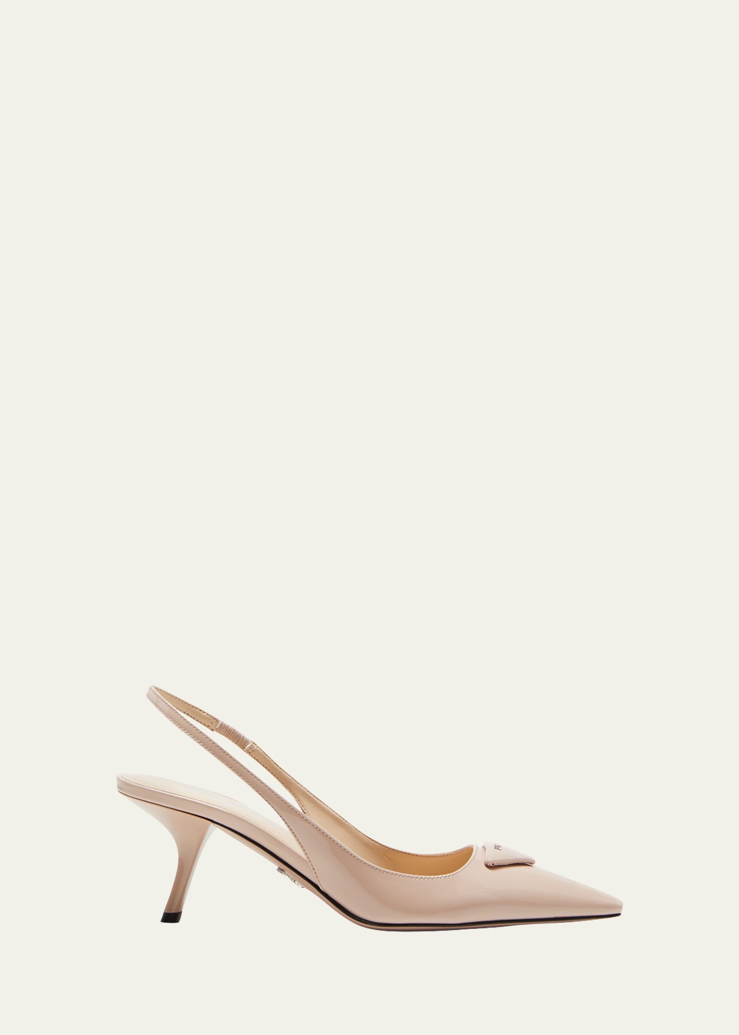 Prada Patent Logo Slingback Pumps In Cipria