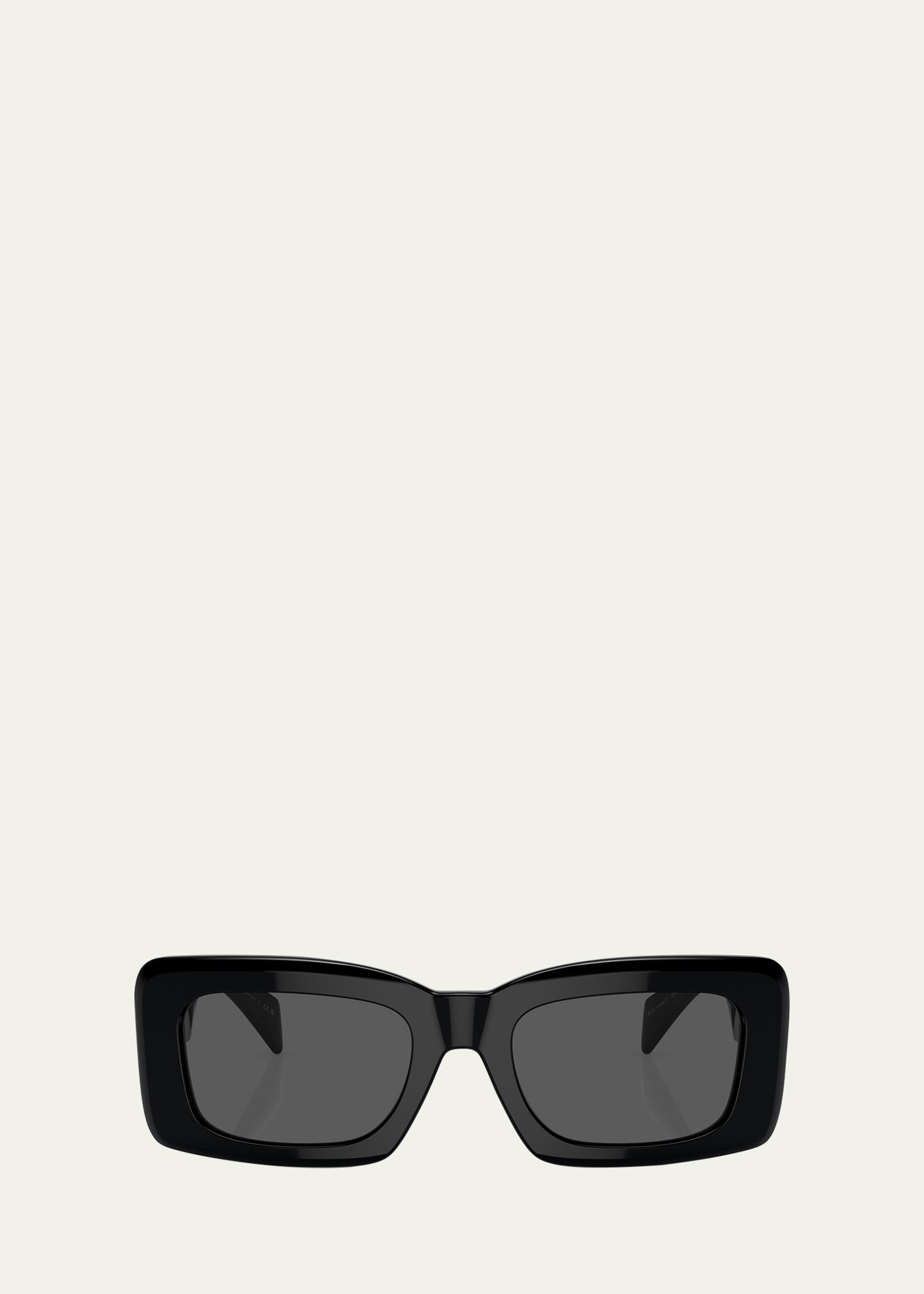 Versace Greca Acetate Rectangle Sunglasses In Black