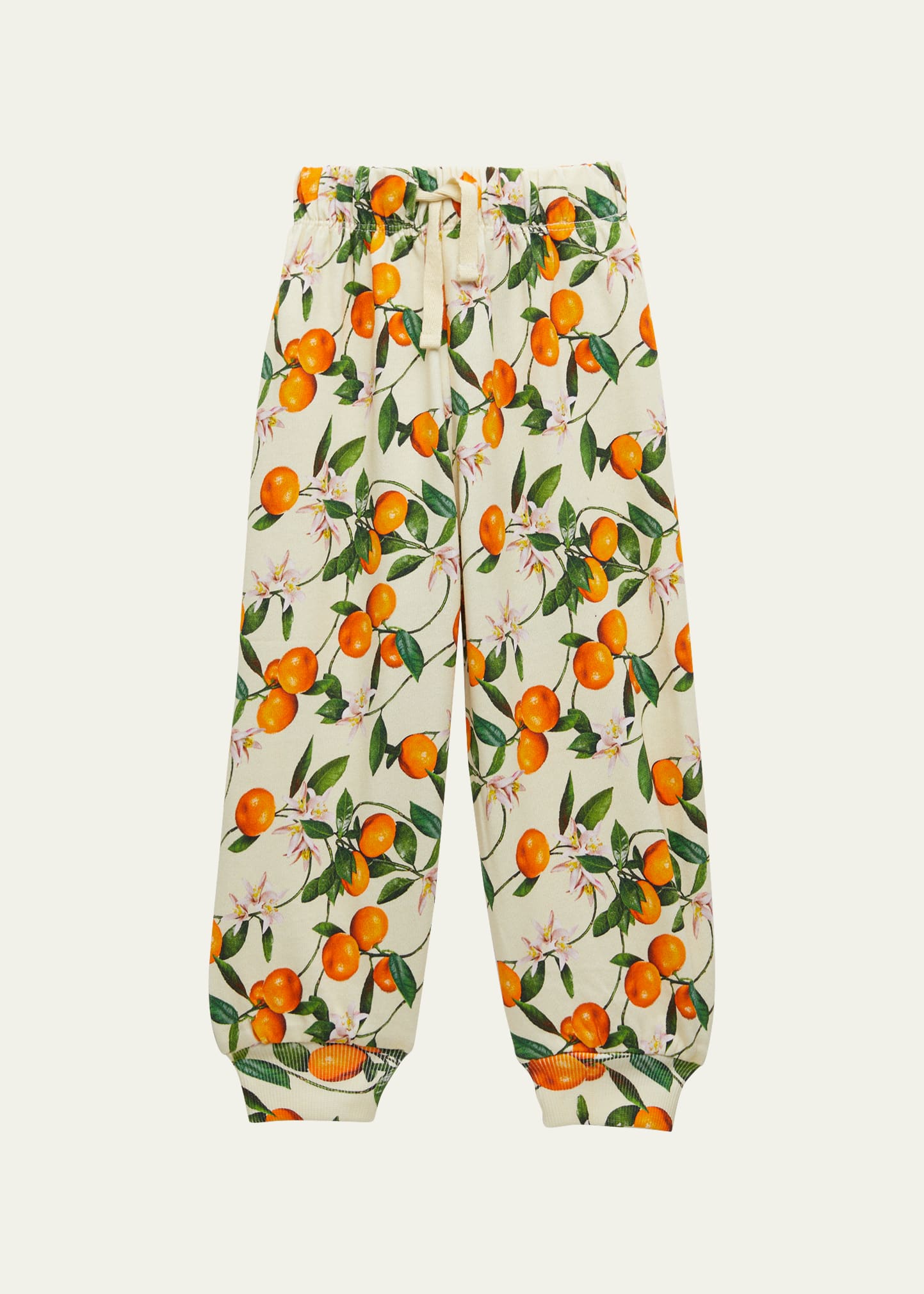 Girl's Simeon Orange-Print Sweatpants, Size 6M-24M