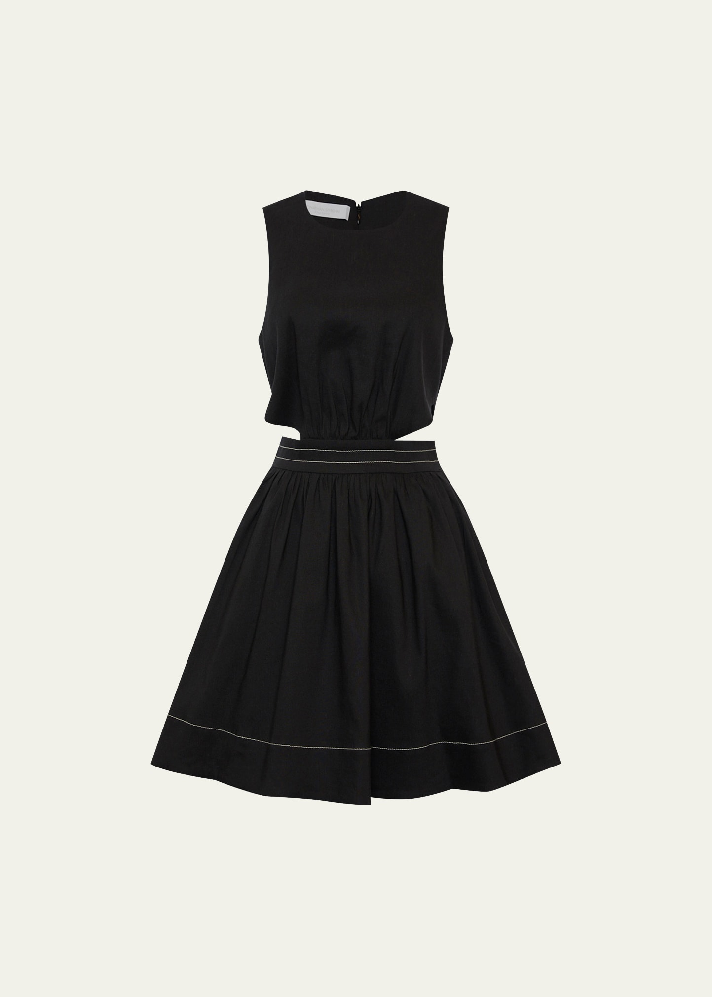 Simkhai Carlisle Linen-blend Cutout Mini Dress In Black
