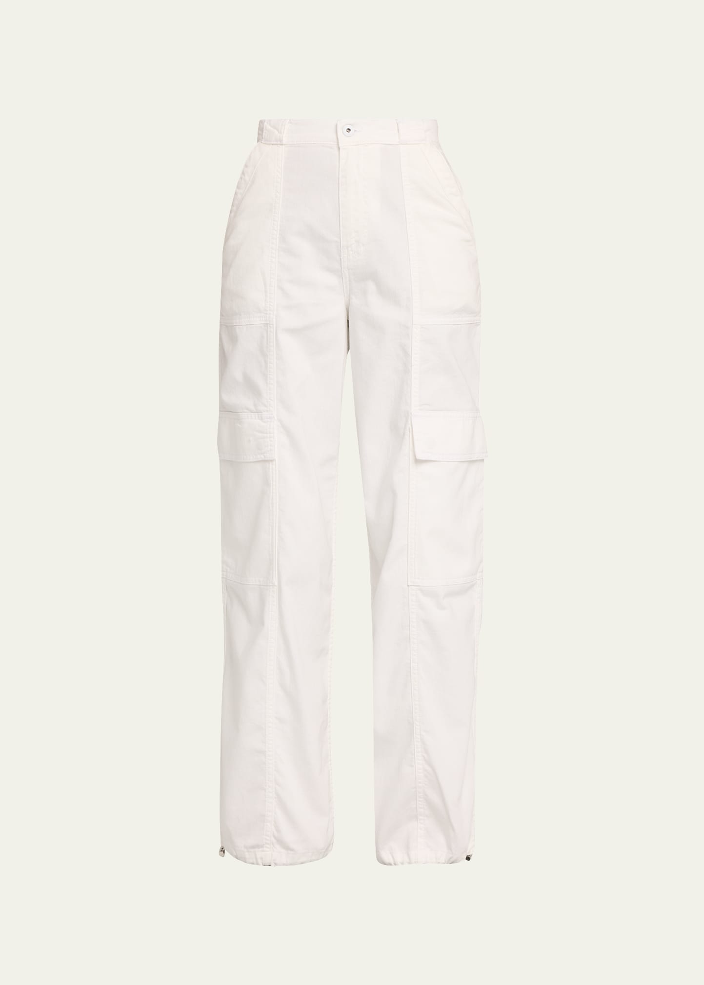 Simkhai Calista Cotton Chambray Toggle-cuff Cargo Pants In White