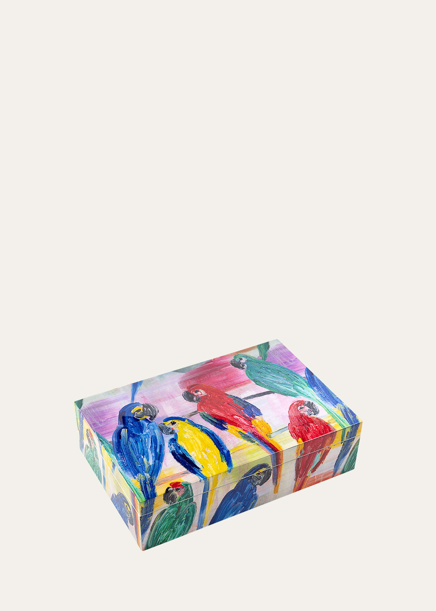 Hunt Slonem Parrots Lacquer Box In Multi