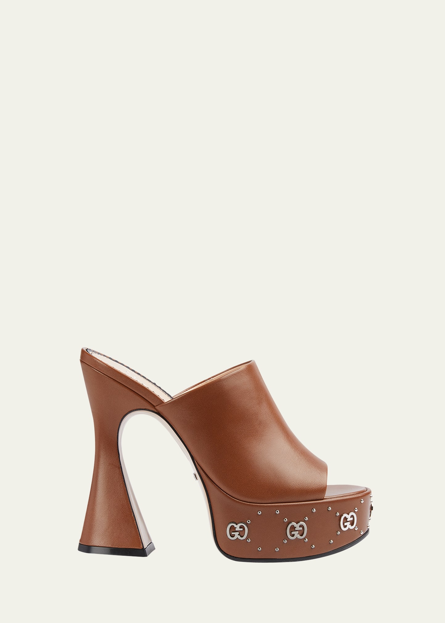 Gucci 115mm Janaya Platform Leather Slide Sandals In Cuir