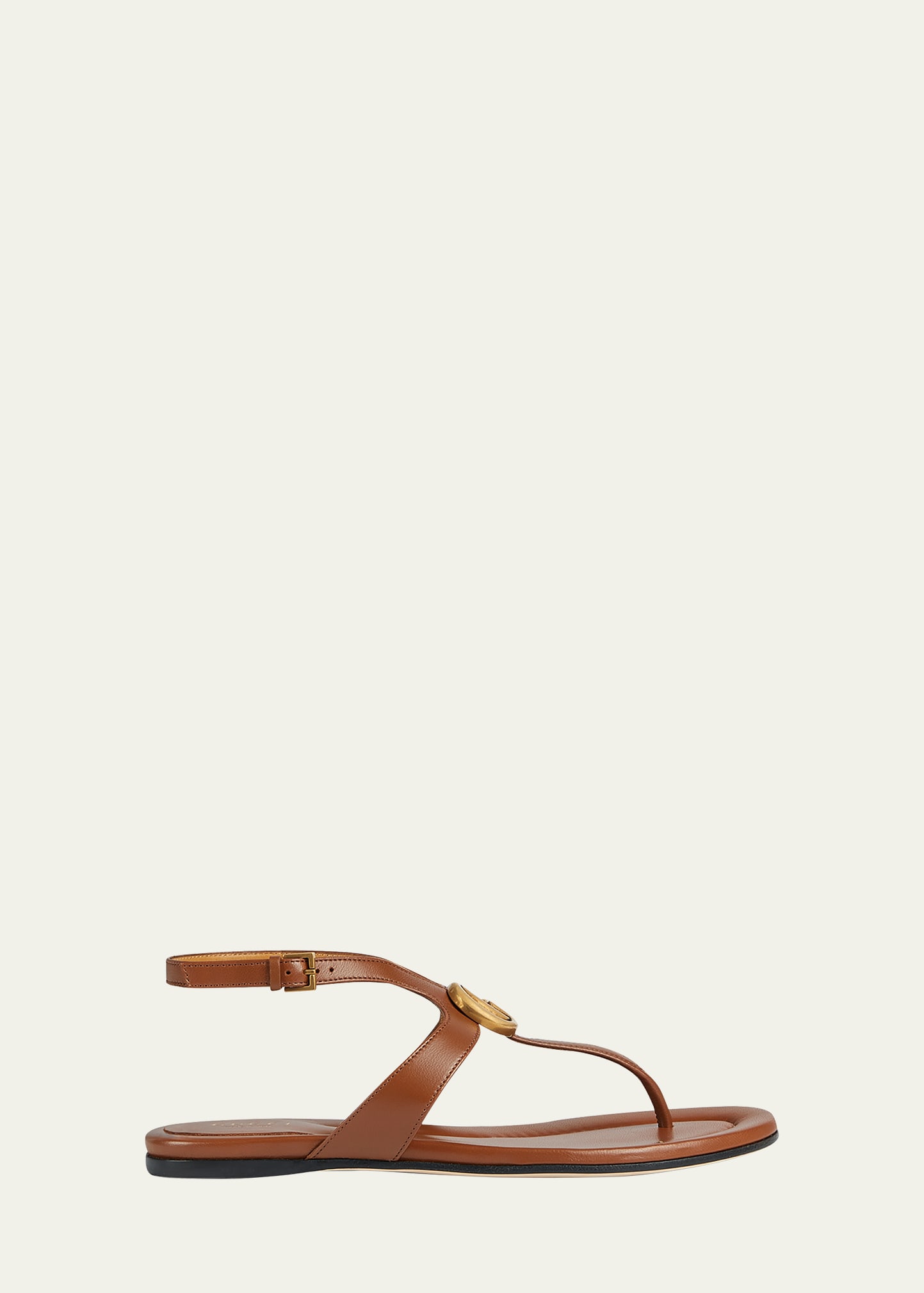 Shop Gucci Double G Marmont Leather Thong Sandals In Cuir