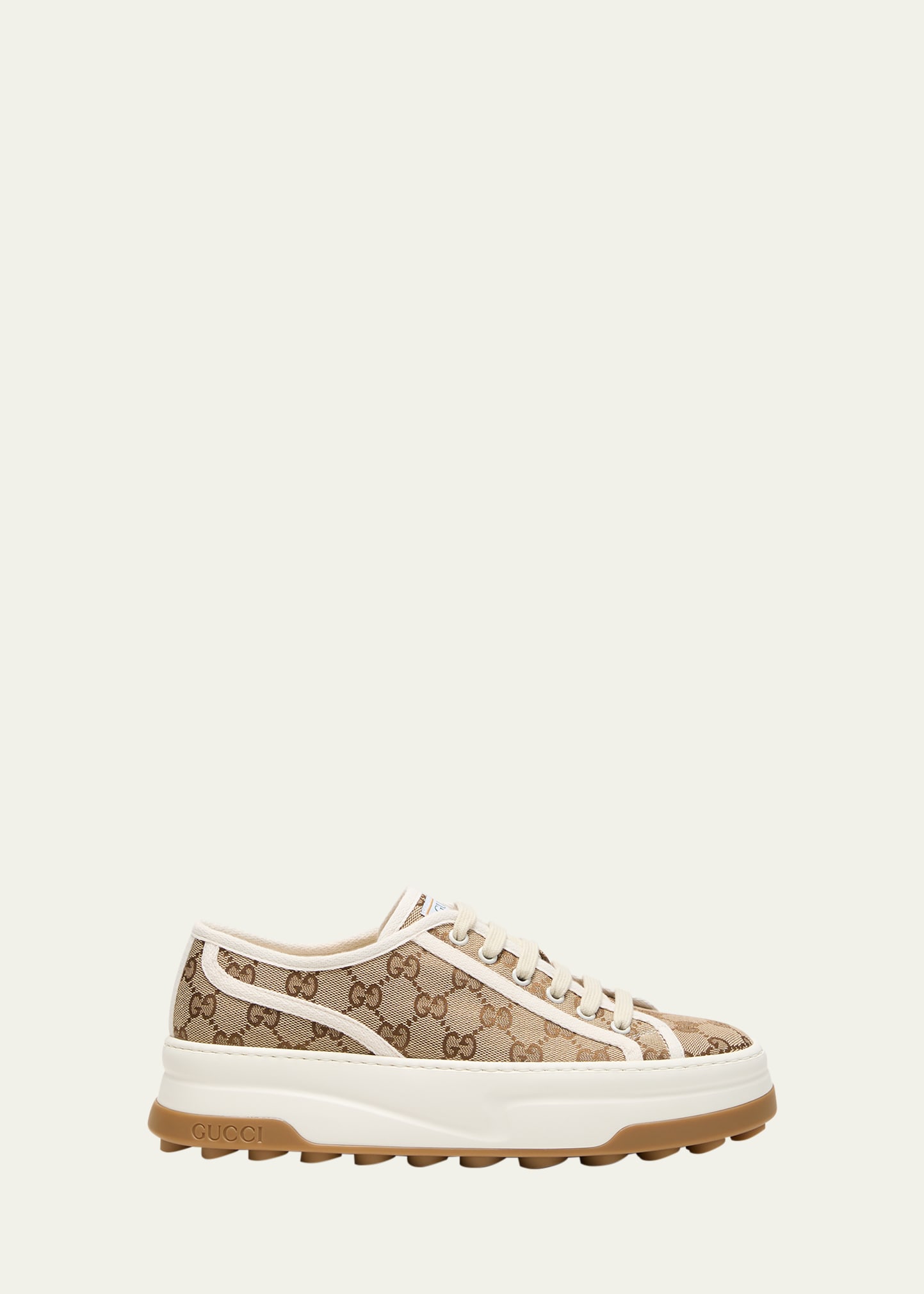 Shop Gucci Gg Canvas Low-top Platform Sneakers In Beige Ebony