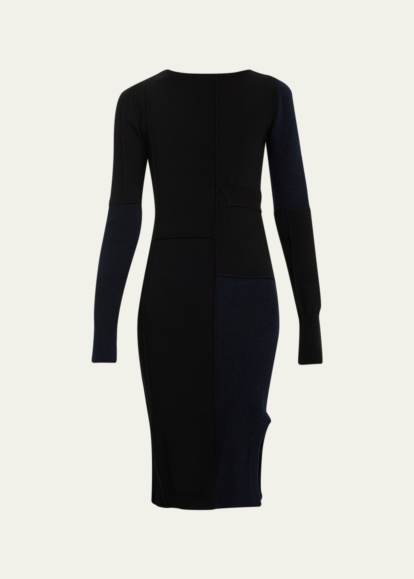 Mm6 Maison Margiela Long Sleeve Colorblock Midi Dress In Midnight/b