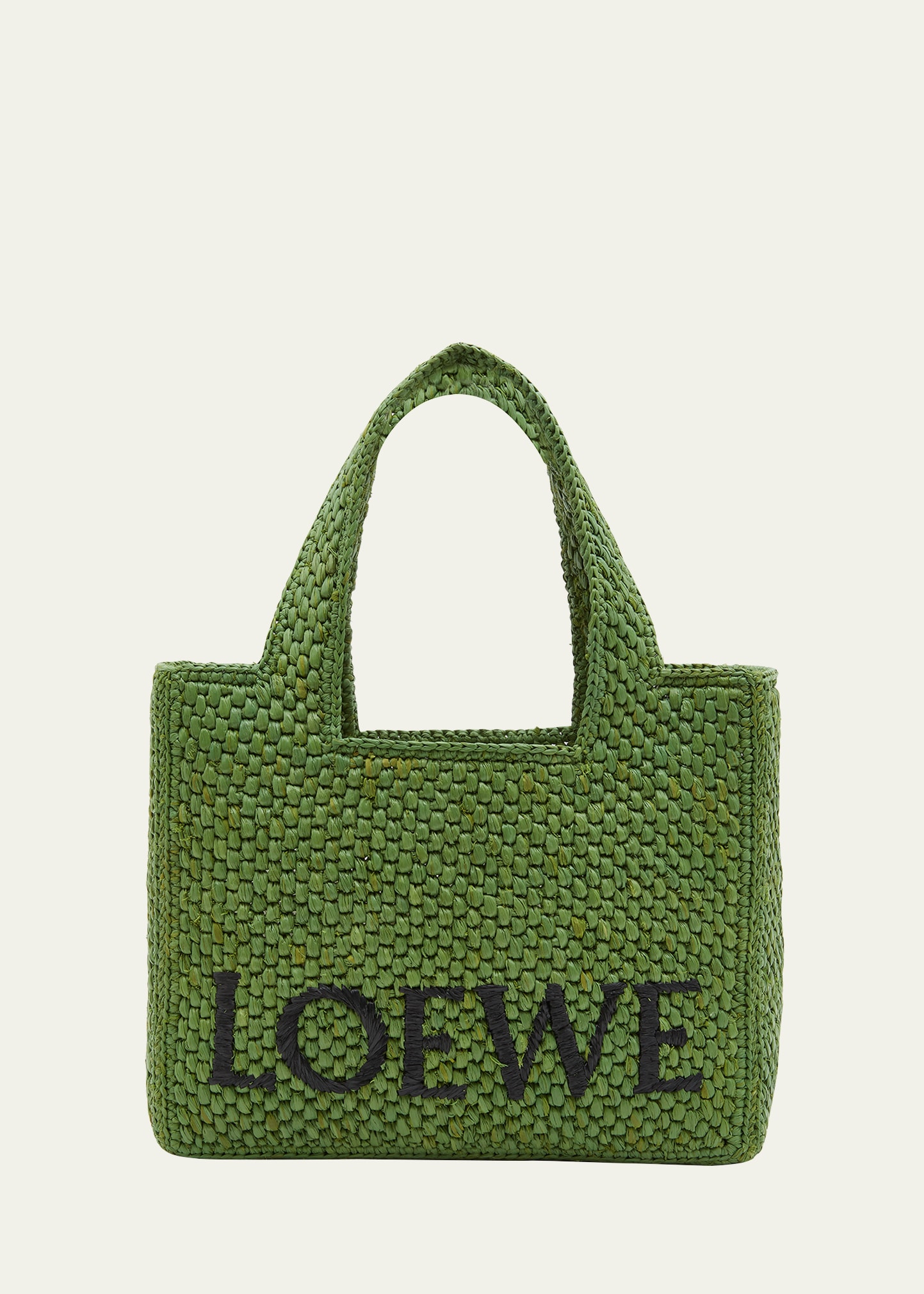 Loewe X Paula's Ibiza Small Logo Raffia Tote Bag In Green