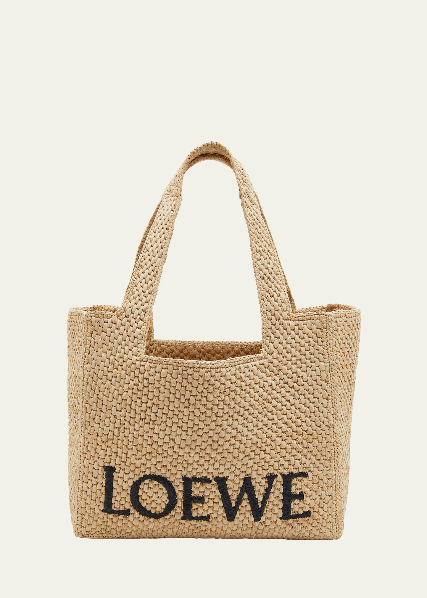 Loewe X Paula's Ibiza Logo Medium Raffia Tote Bag In Natural