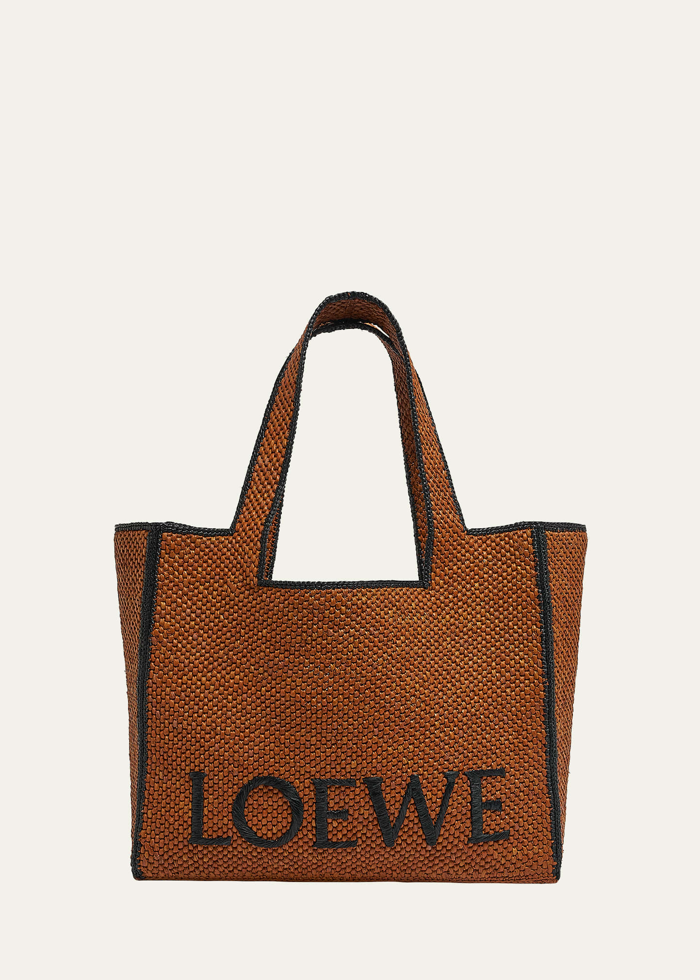 Shop Loewe X Paula's Ibiza Font Logo Large Tote Bag In Raffia In Honey Gold