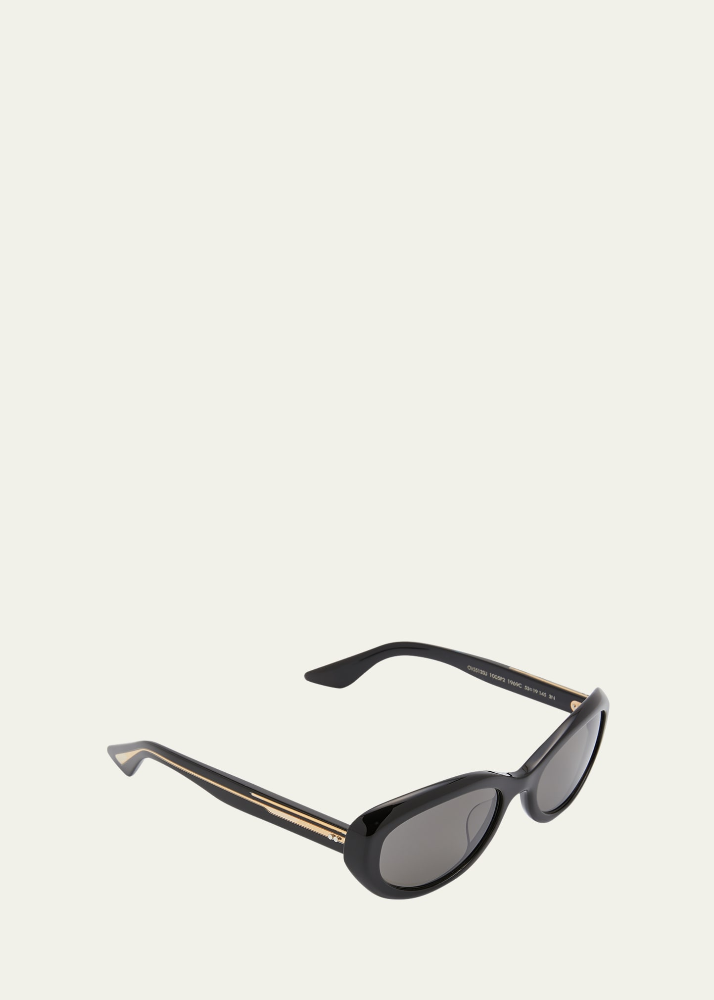 1969C Black Acetate Oval Sunglasses