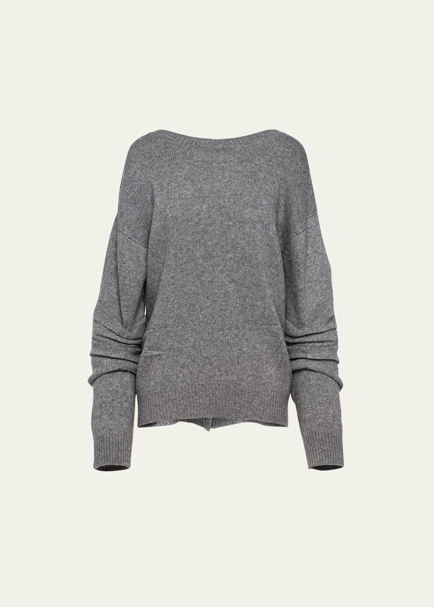 Prada Open Back Cashmere Blend Sweater In F0480 Ardesia