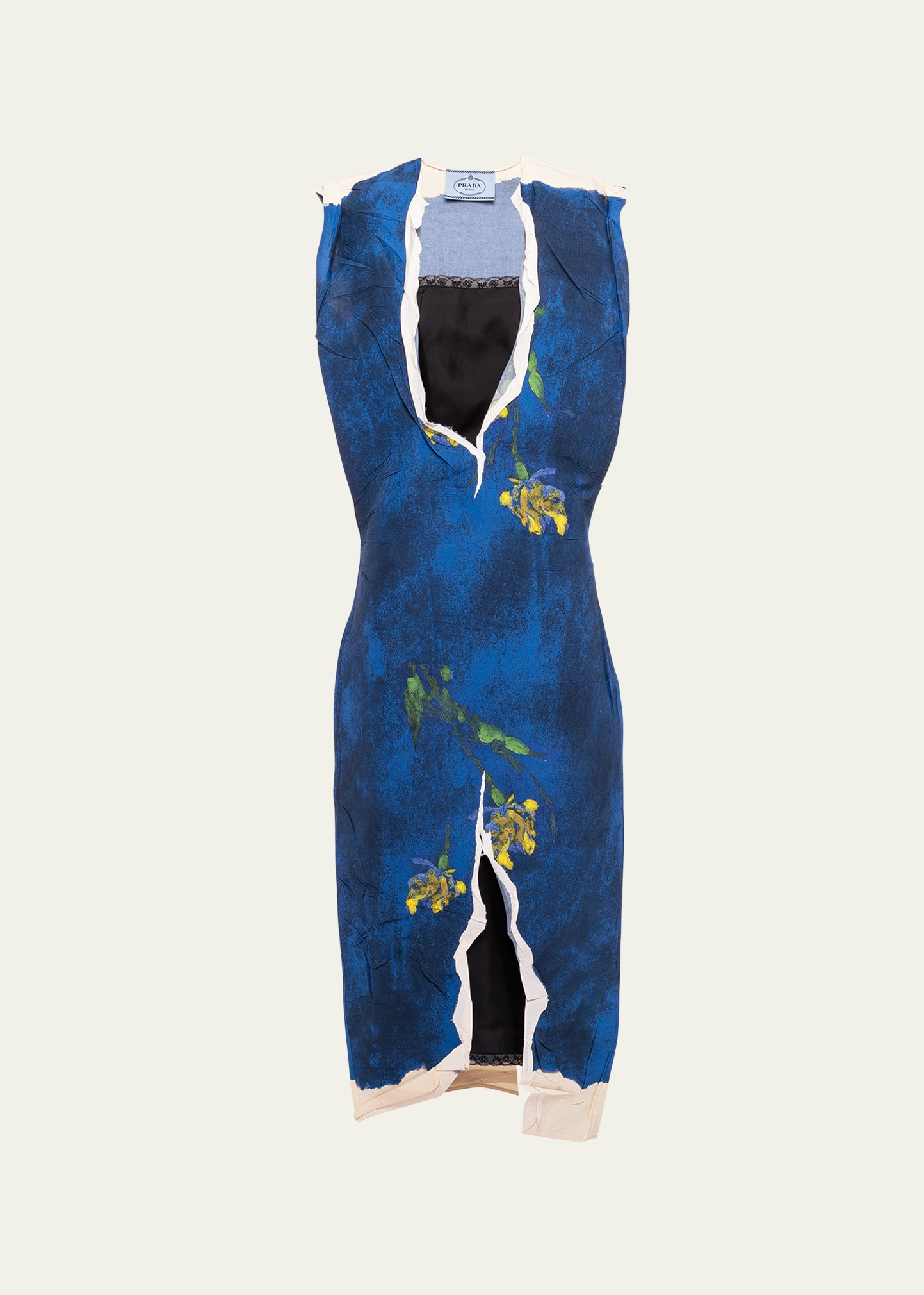 Shop Prada Printed Midi Dress In F0016 Bluette