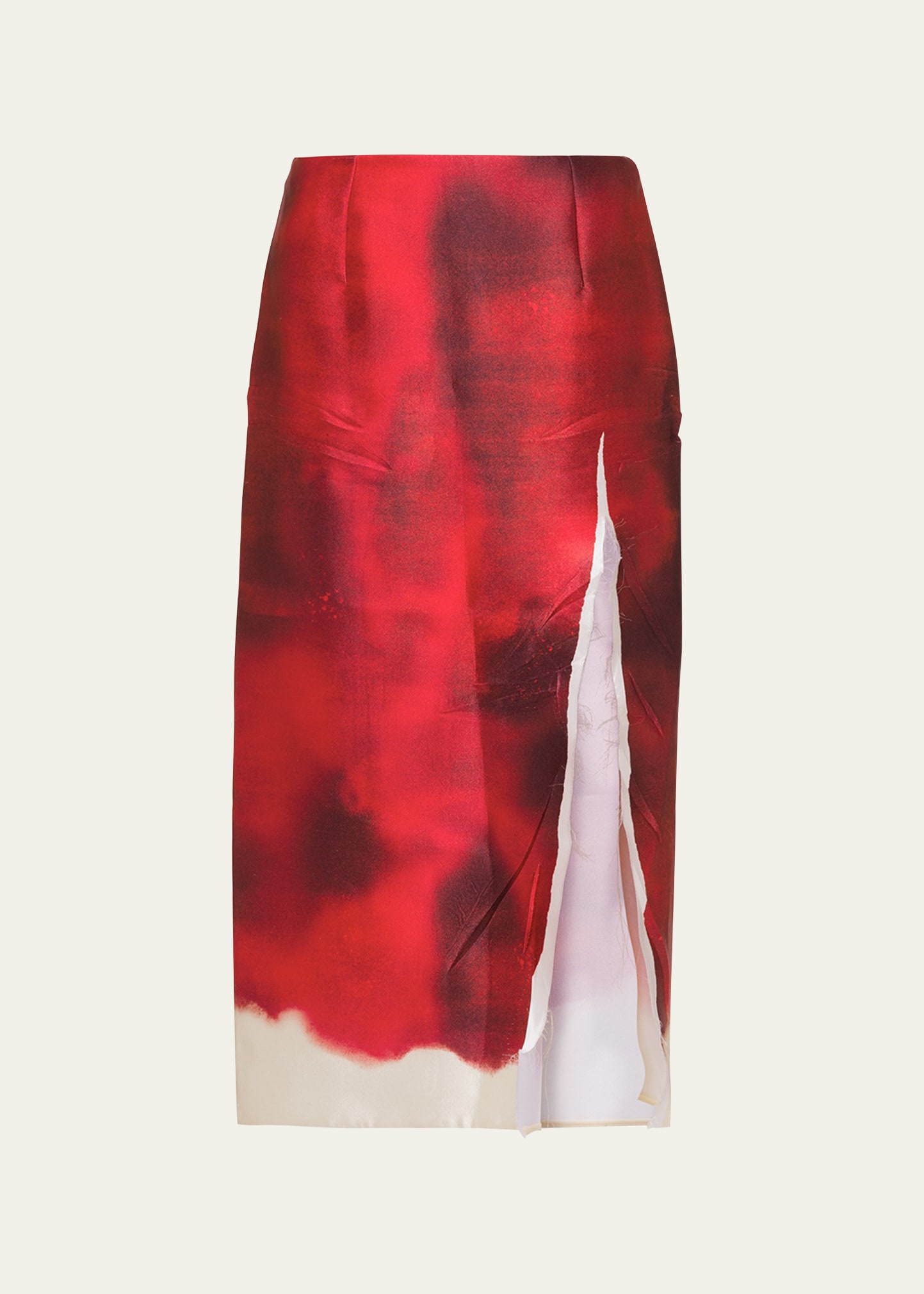 Shop Prada Dyed Silk Midi Skirt With Slit In F0029 Fuxia