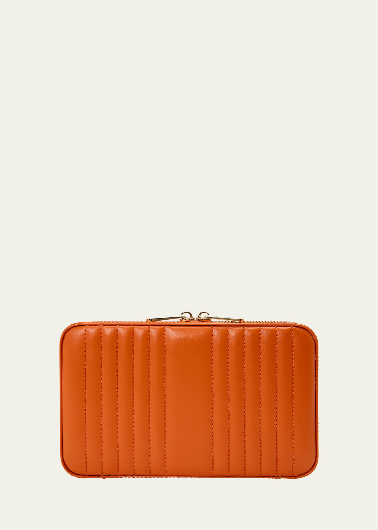 Wolf Maria Rectangle Quilted Zip Jewelry Case In Tangerine