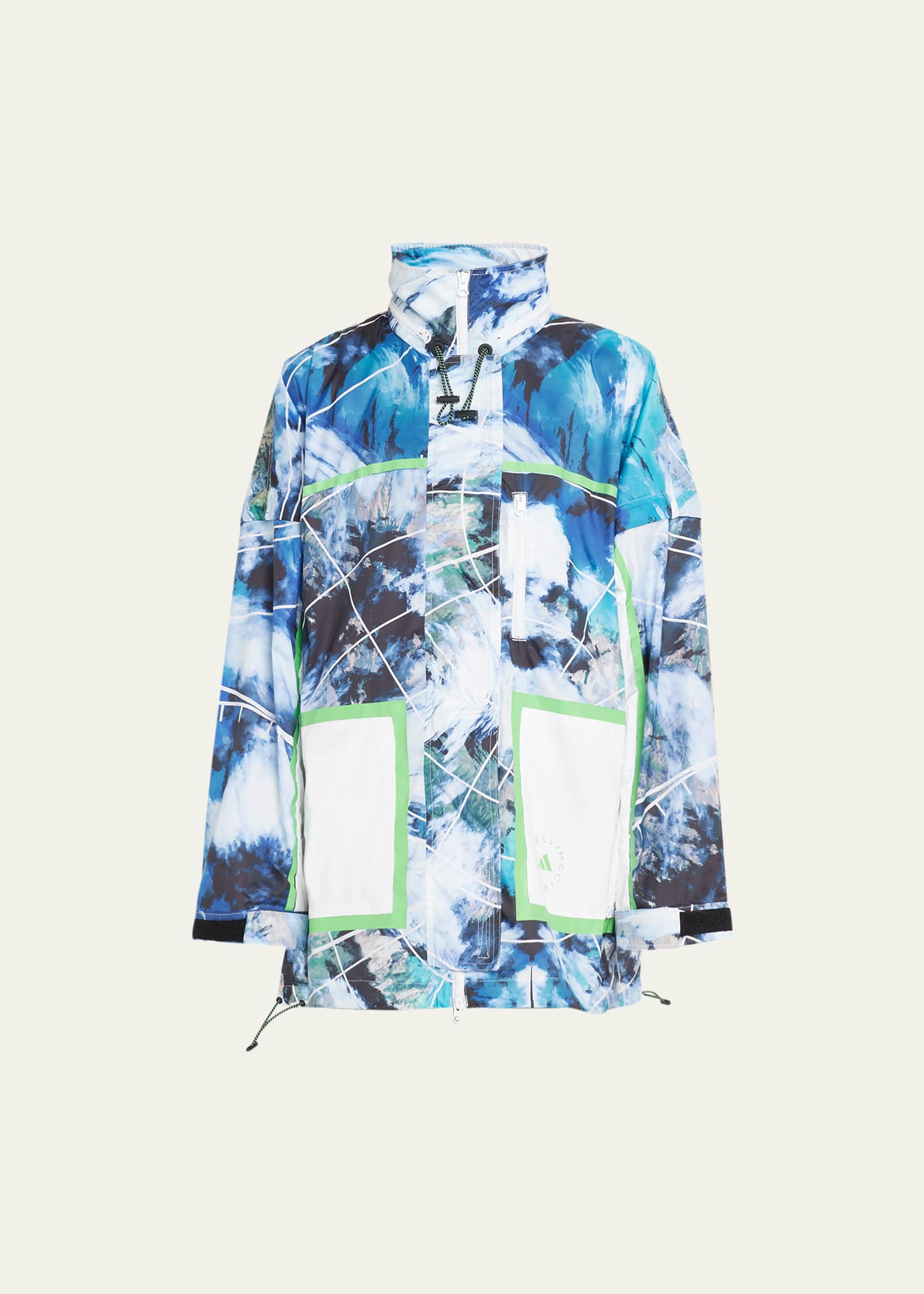 Adidas By Stella Mccartney Truenature Hover Float Print Packable Jacket In White