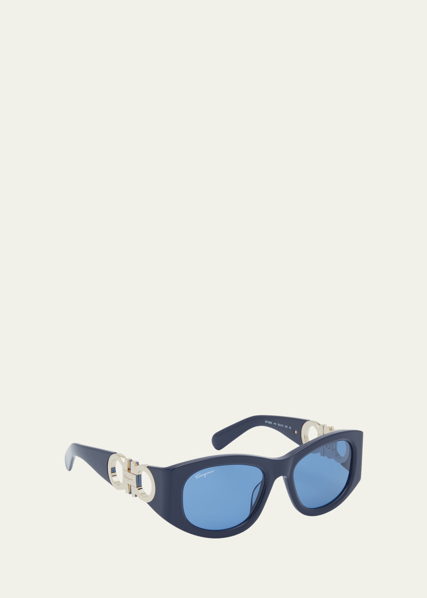Ferragamo Gancini Round Acetate Sunglasses In Blue
