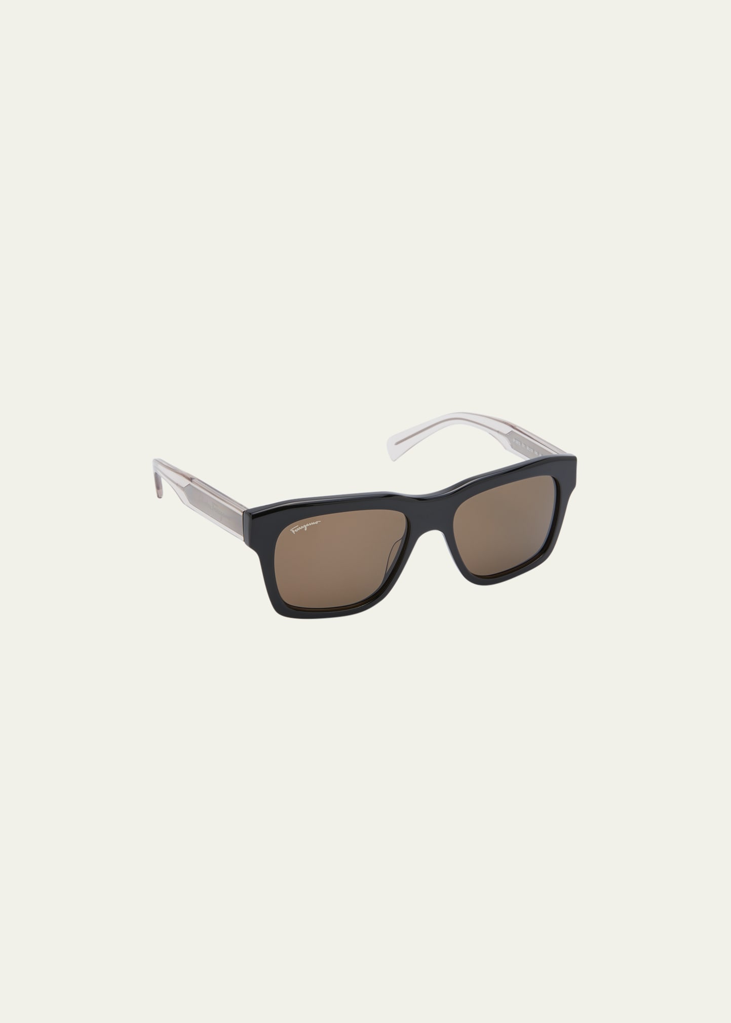 Ferragamo Men's Gradient Temple Square Sunglasses In Black