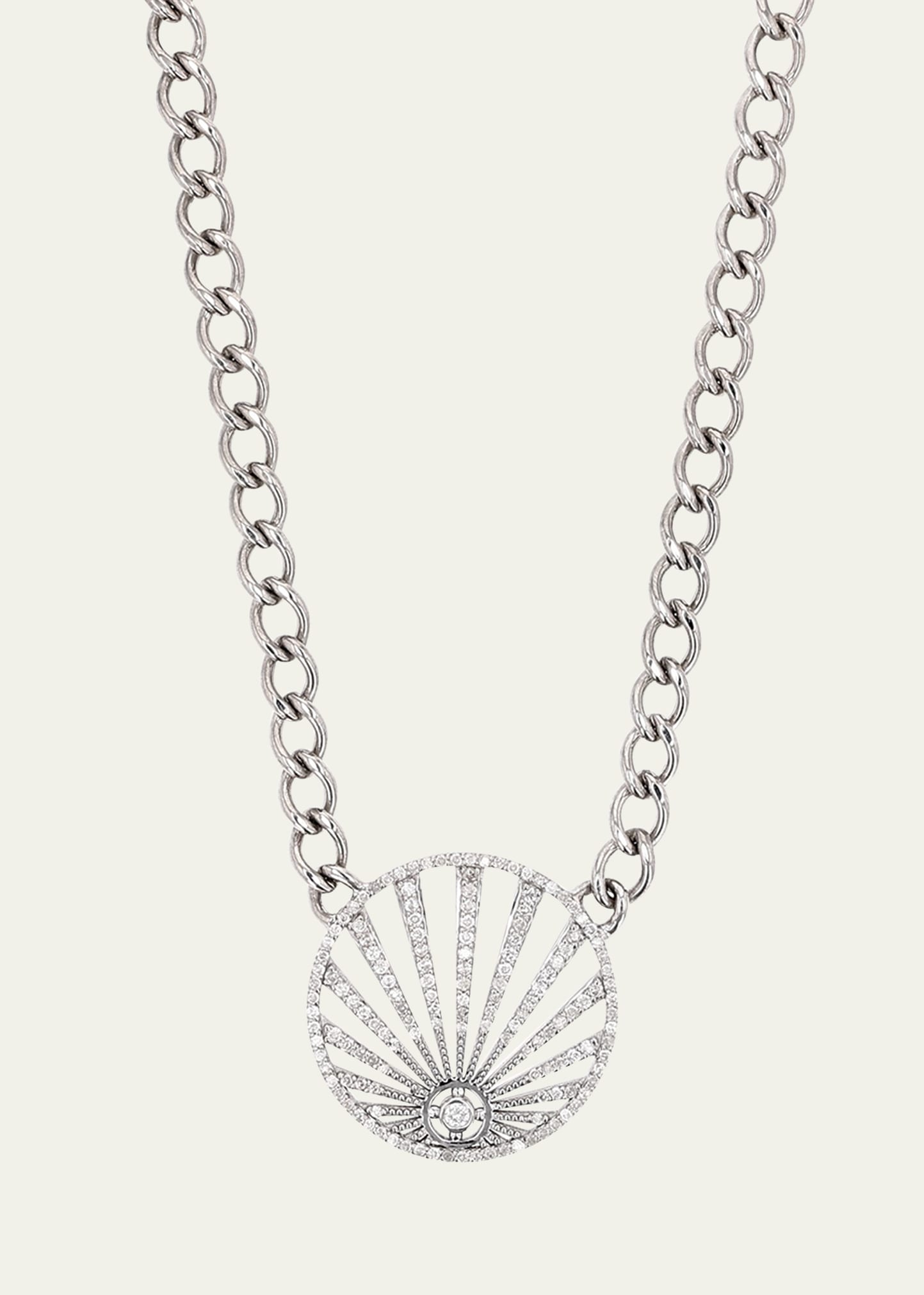 Sun Ray Necklace with Pave Diamonds, 17"L