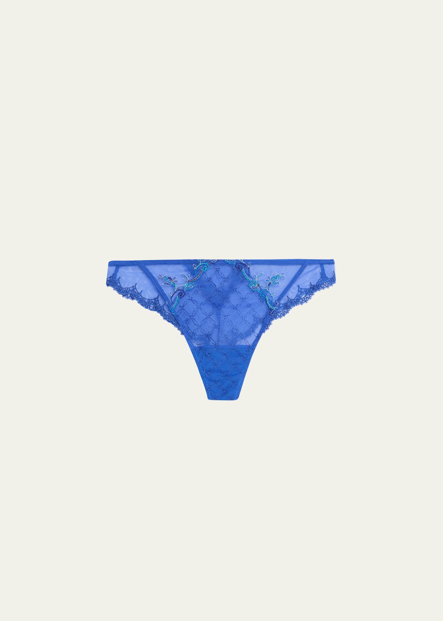 De Cristal Et D'eau Embroidered Mesh Thong