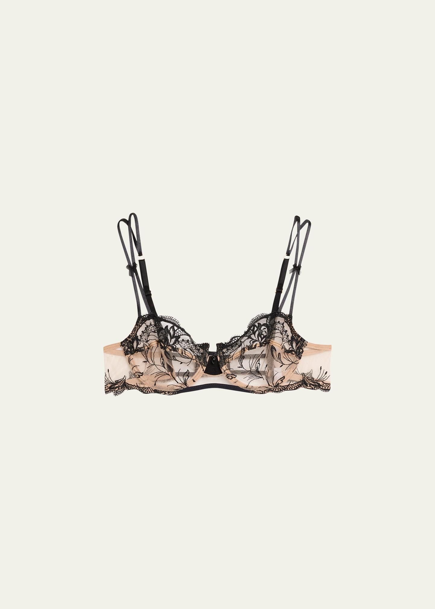 Lise Charmel Floral-embroidered Two-part Demi Bra In Deesse Nude