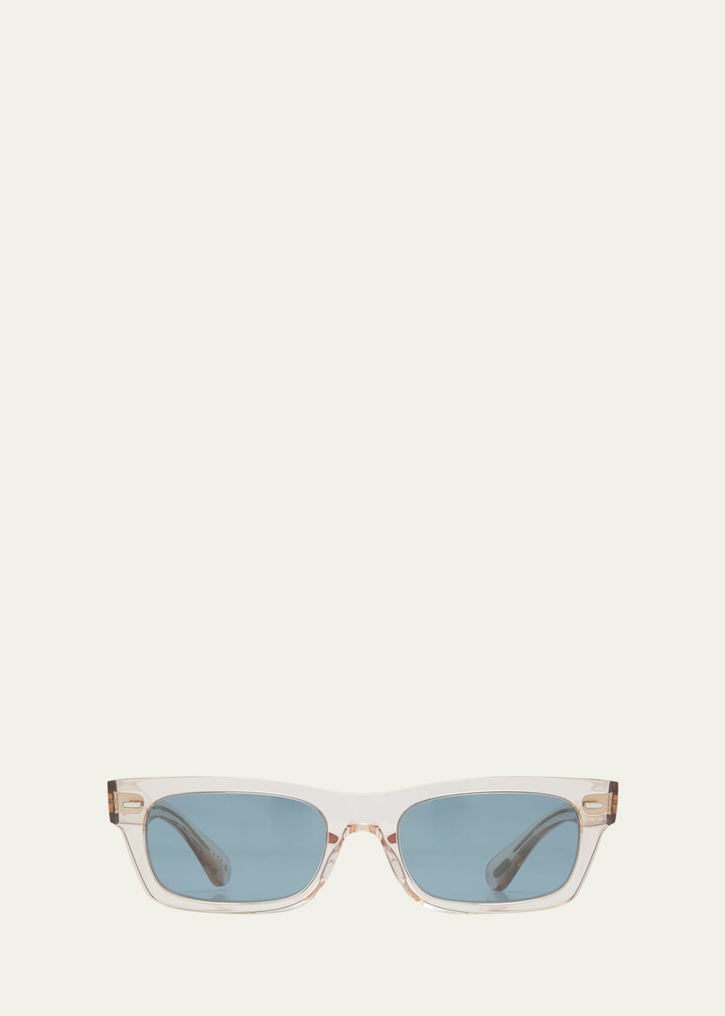 Oliver Peoples Semi-transparent Acetate & Crystal Rectangle Sunglasses In Rose Gold