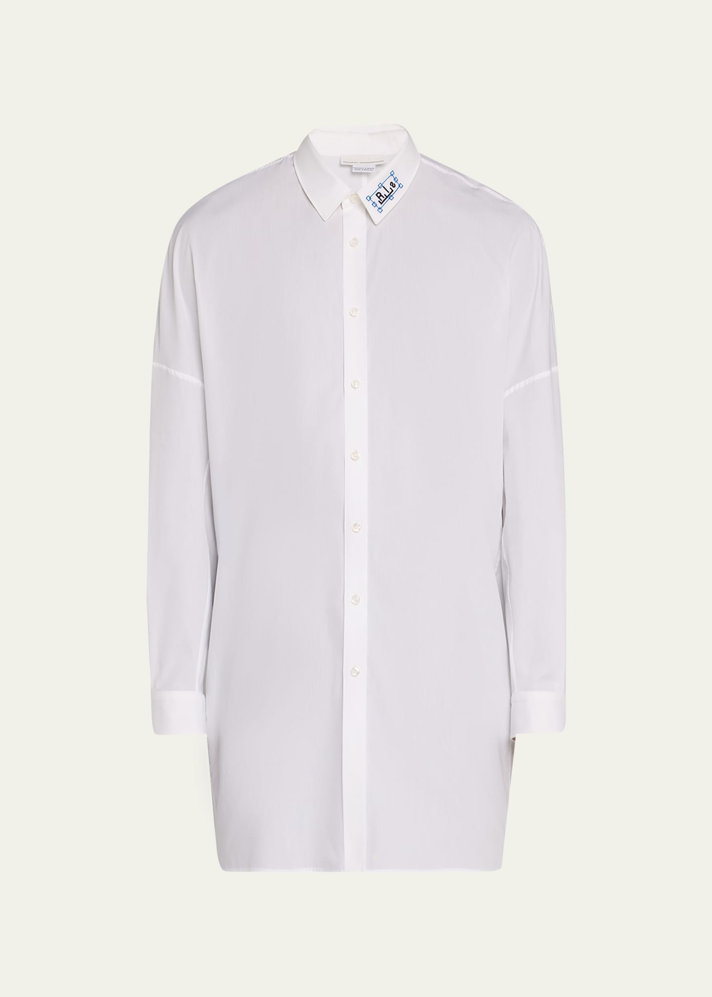 Men's Shirt Dress with Embroidered Collar