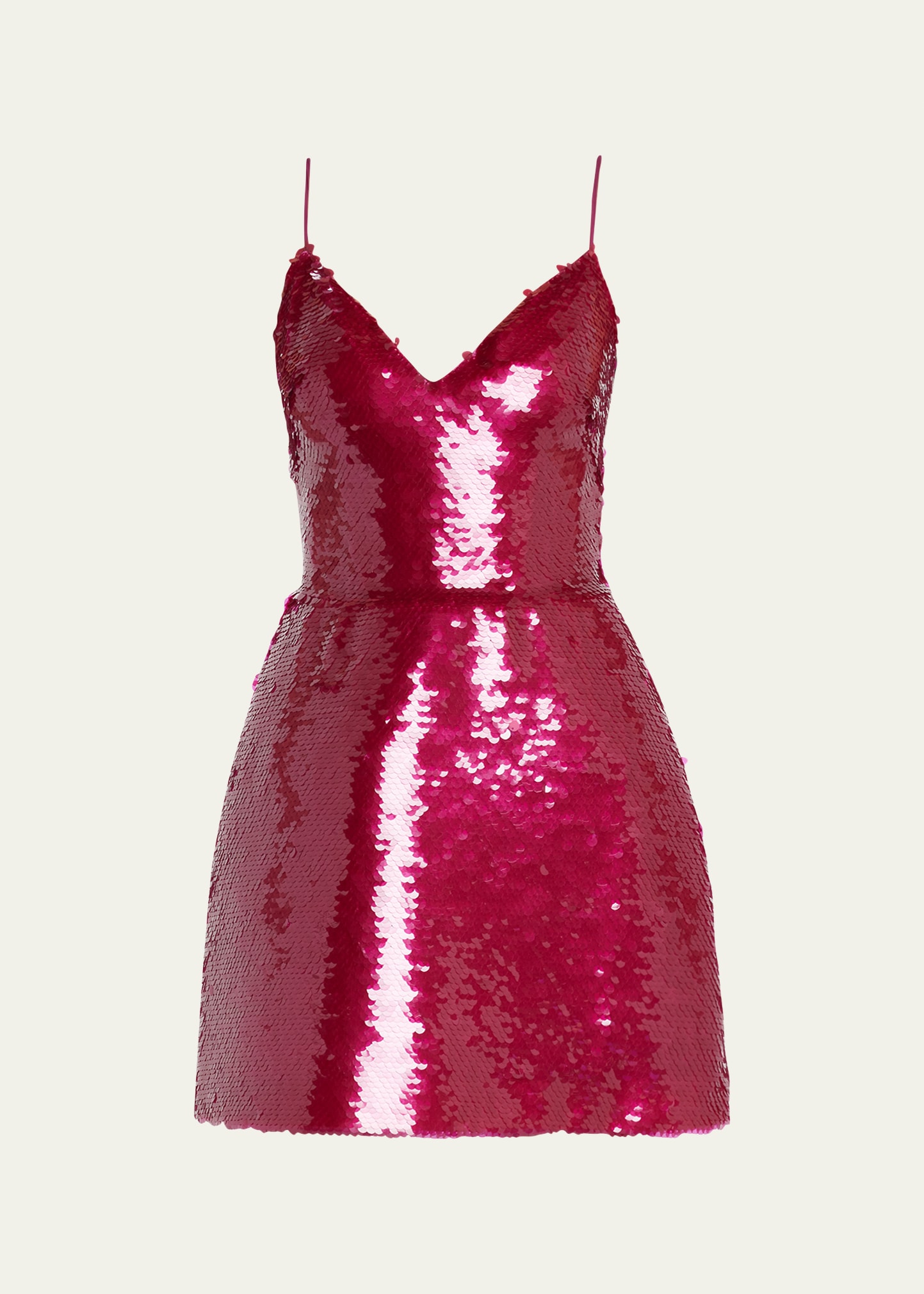 Monique Lhuillier Sequin Cocktail Dress With Structural Skirt In Magenta