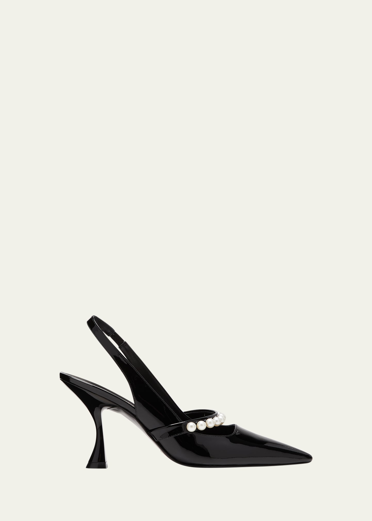 Shop Stuart Weitzman Goldie Pearly-strap Slingback Pumps In Black