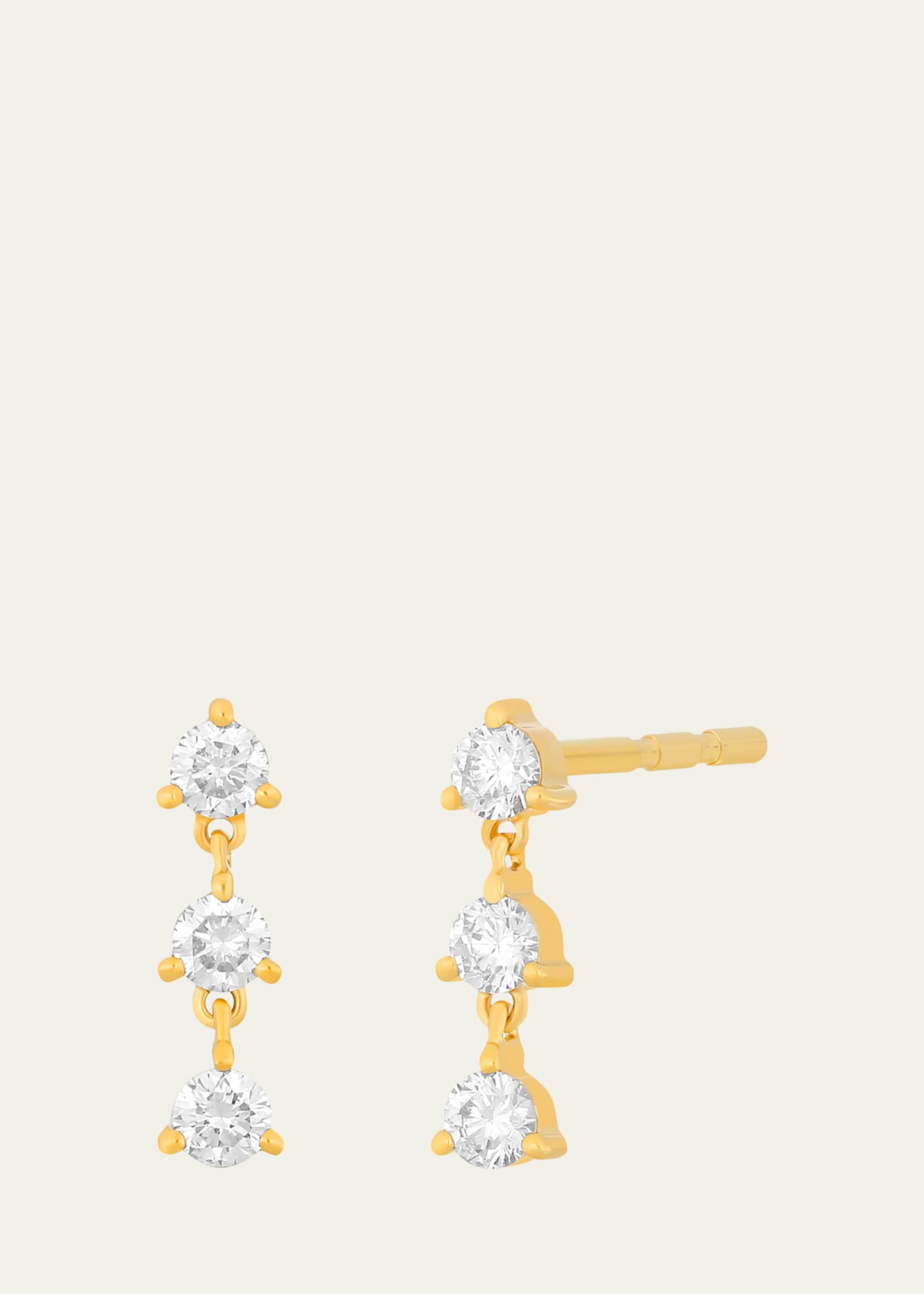 Ef Collection 14k Gold Triple Prong Diamond Earrings In Yg