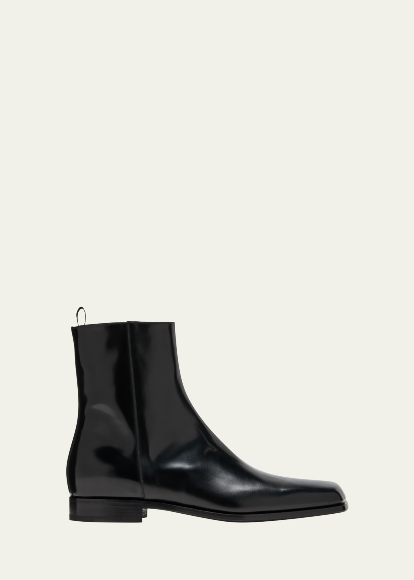 Prada Men's Jokoto Leather Zip Ankle Boots In Black