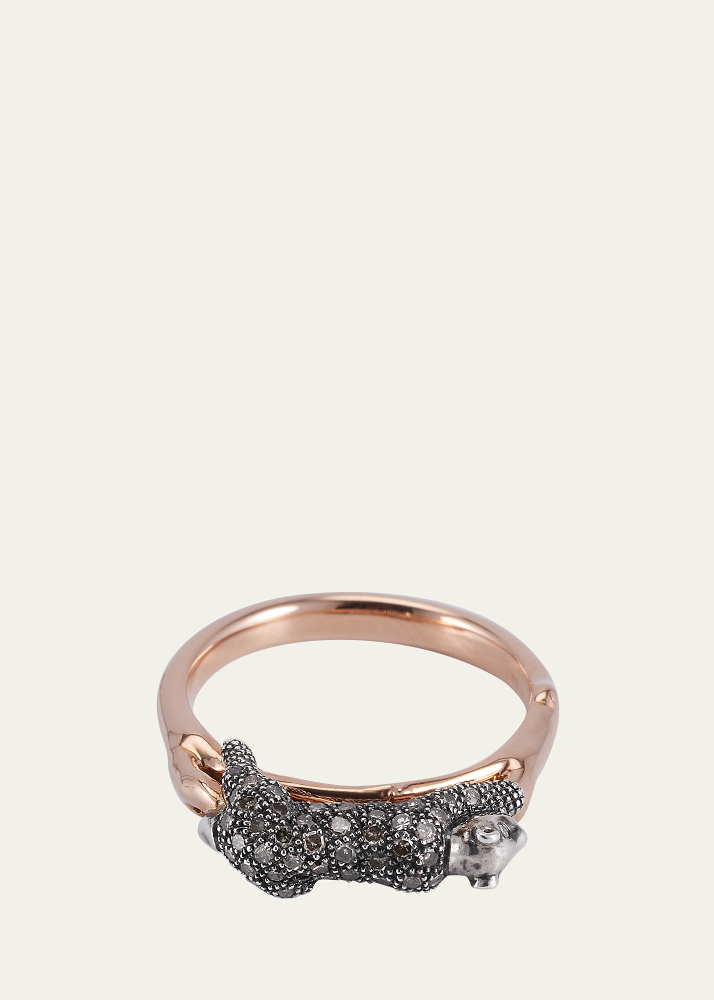 18K Rose Gold Panther Stackable Ring with Diamonds