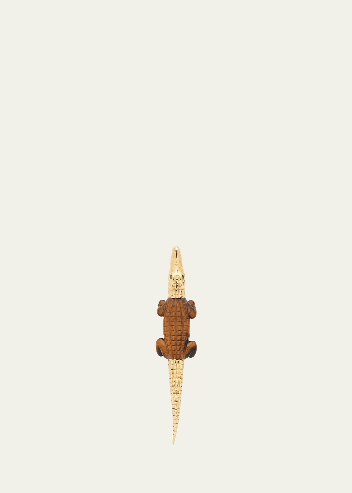 Shop Bibi Van Der Velden 18k Yellow Gold Alligator Bite Earring With Tiger's Eye And Tsavorite In Yg