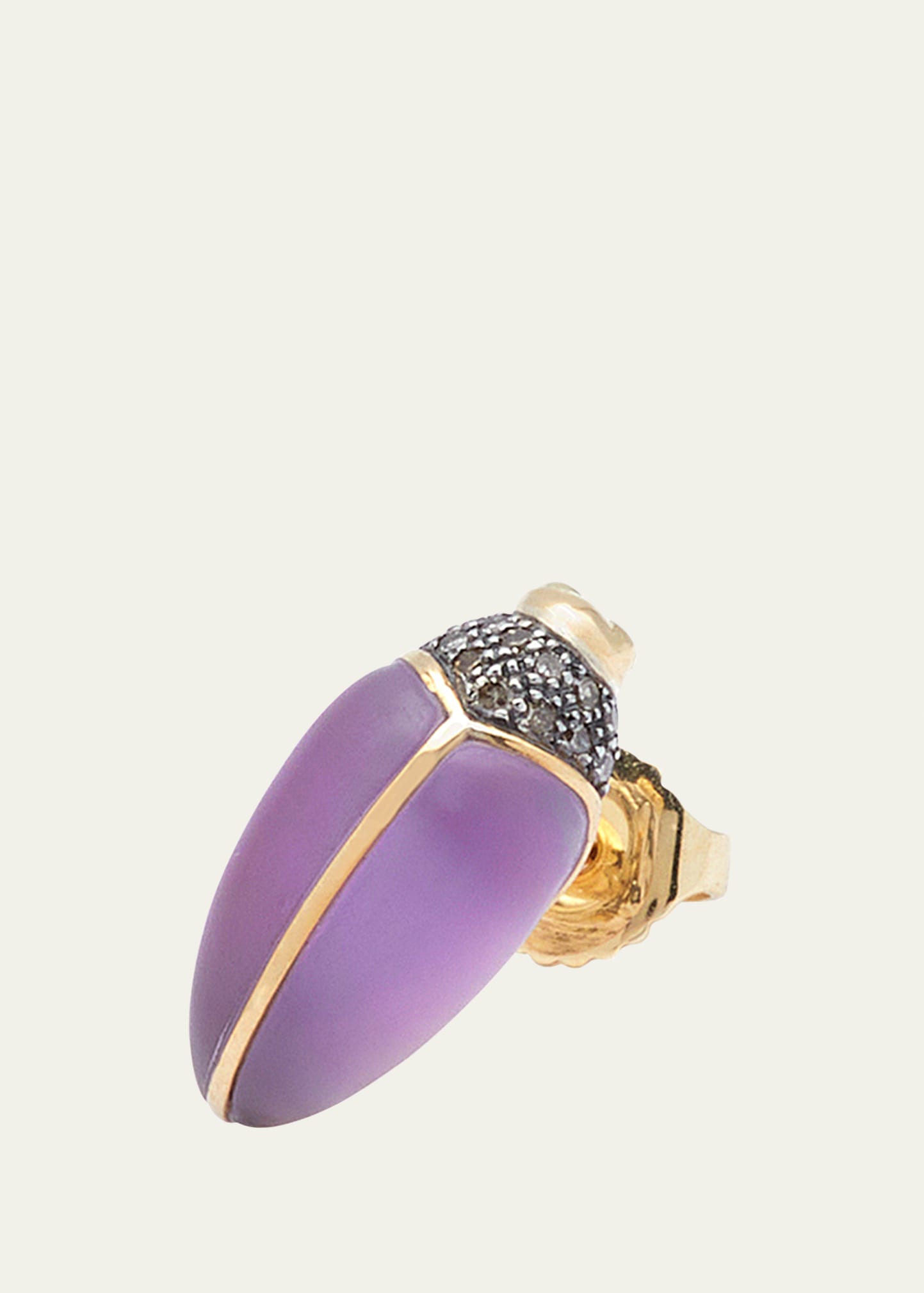 Bibi Van Der Velden 18k Yellow Gold Mini Scarab Stud Earring With Amethyst And Diamonds In Yg