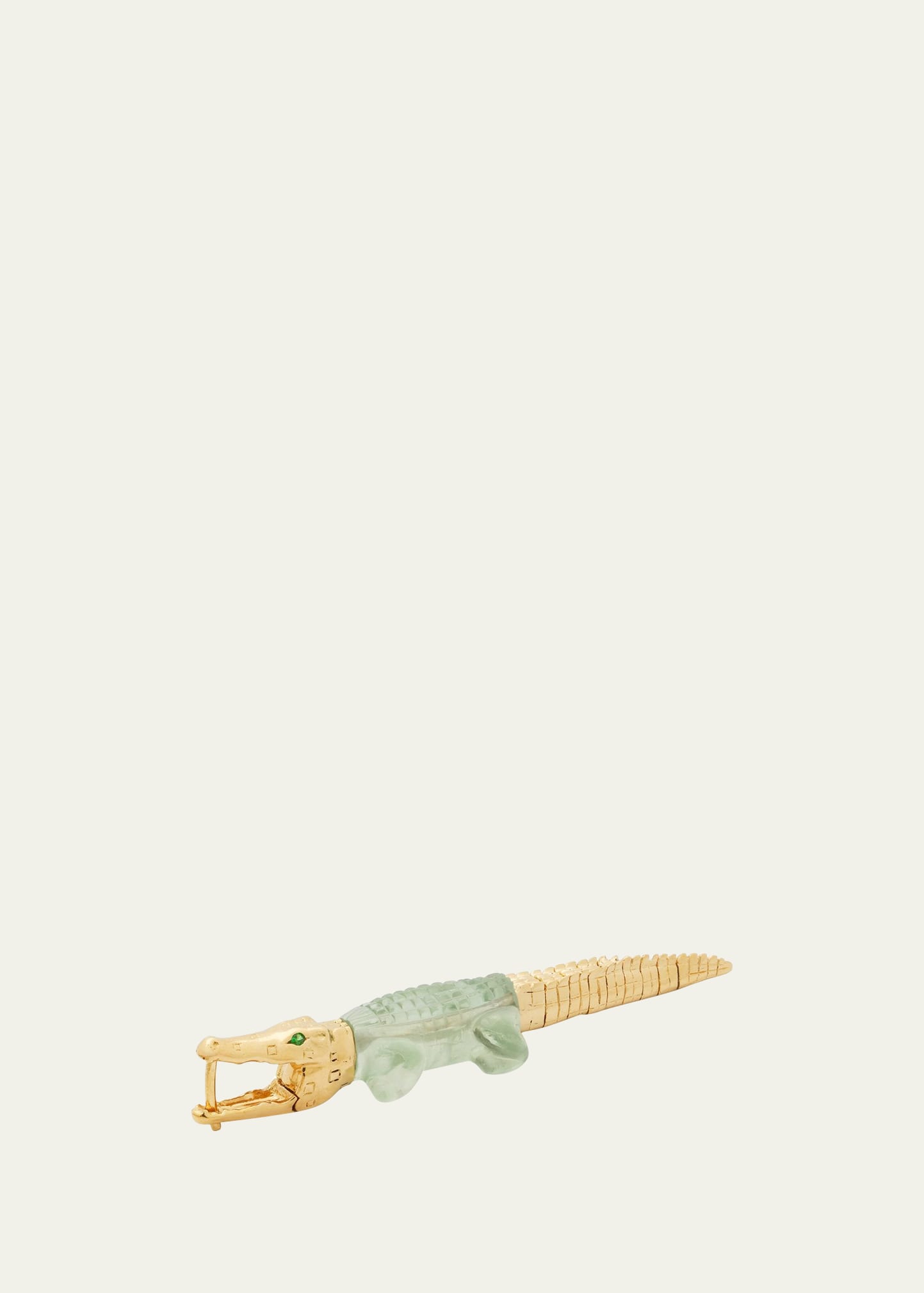 18K Yellow Gold Alligator Bite Earring with Amethyst and Tsavorite