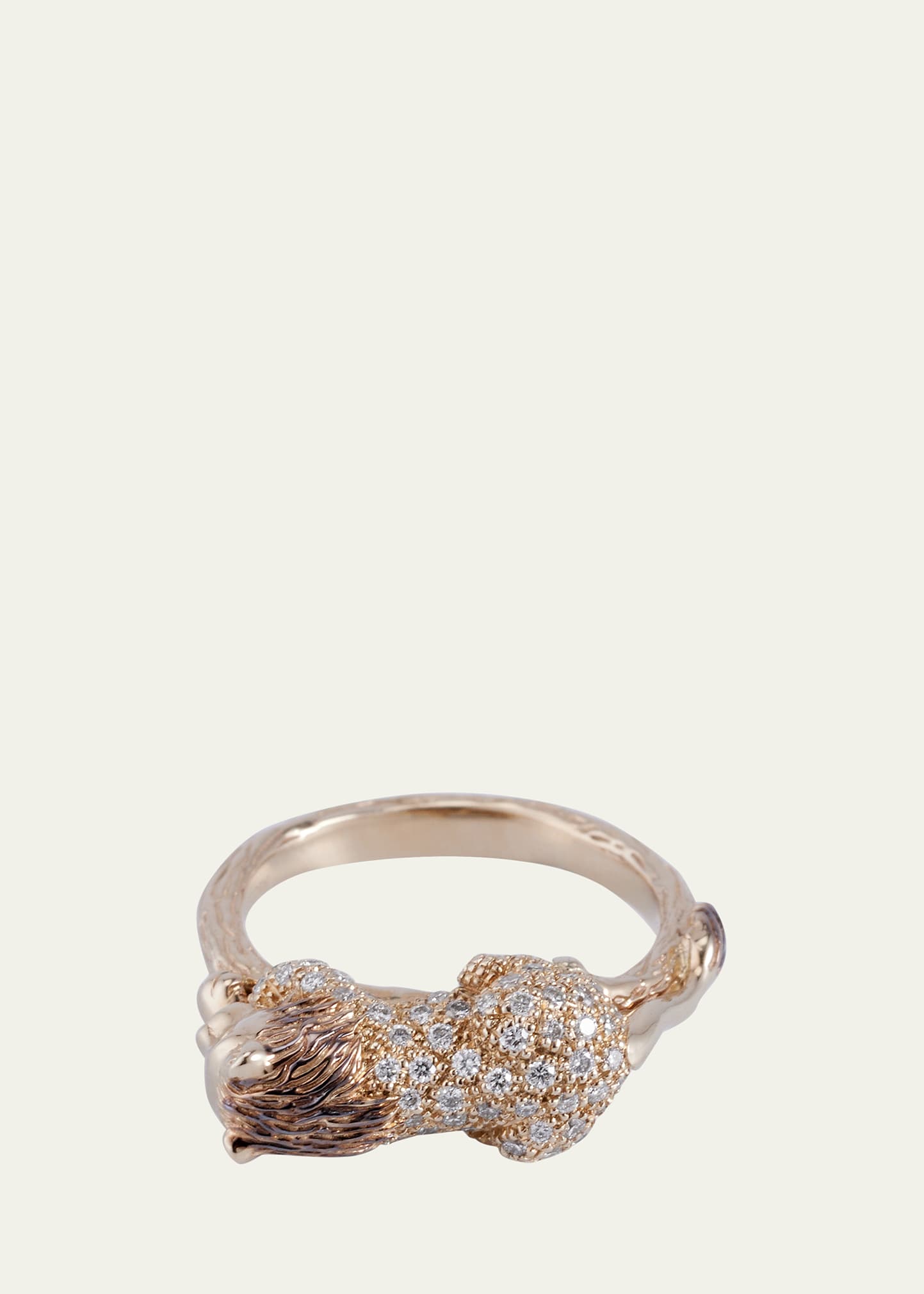 Bibi Van Der Velden 18k White Gold Lion Stackable Ring With Diamonds In Wg