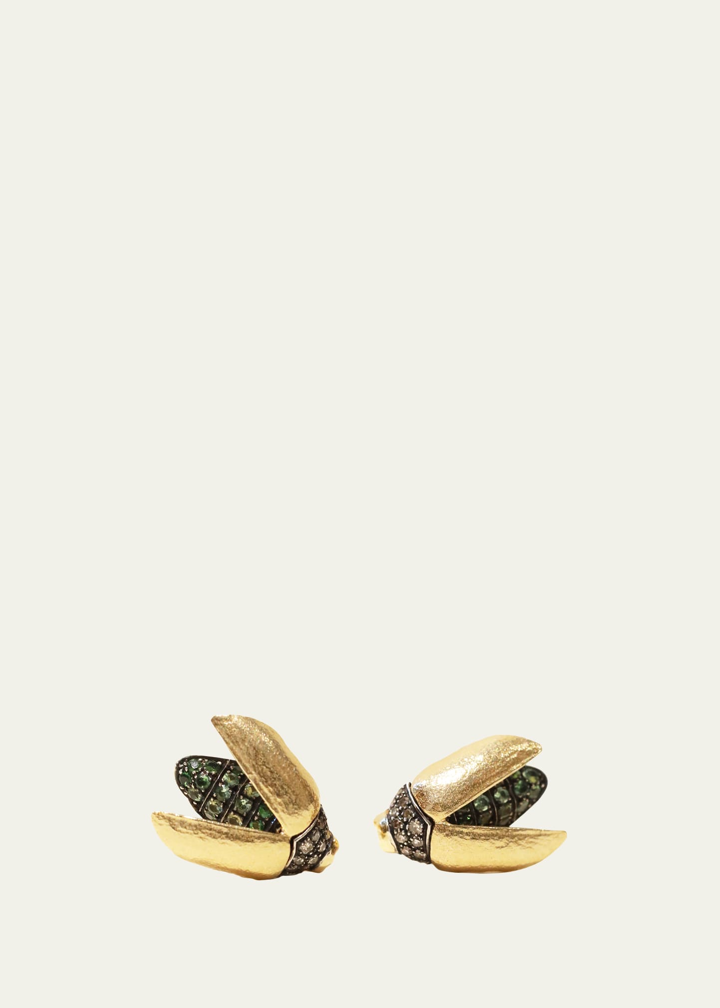 Mini Scarab Gold Stud Earrings with Mixed Stones
