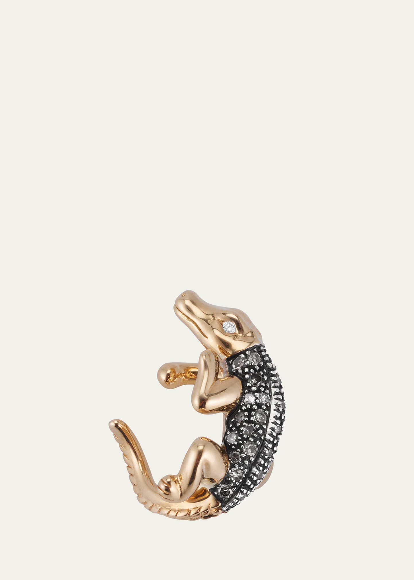 18K Yellow Gold The Agile Alligator Earhugger with Diamonds