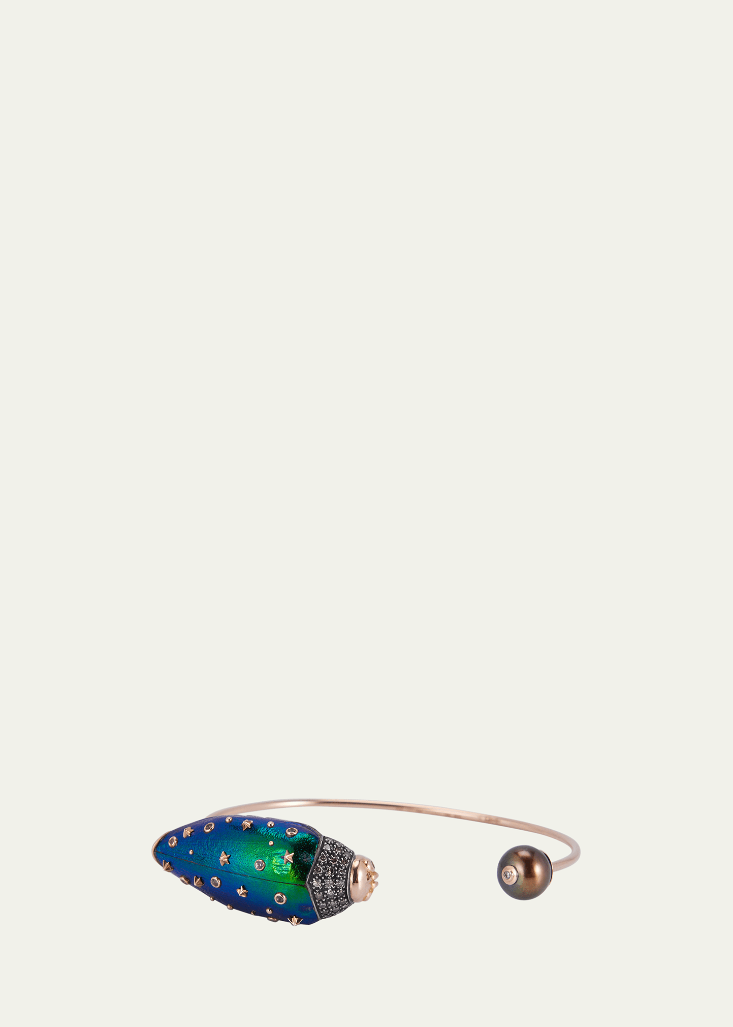 18K Rose Gold Scarab and Tahitian Pearl Bangle