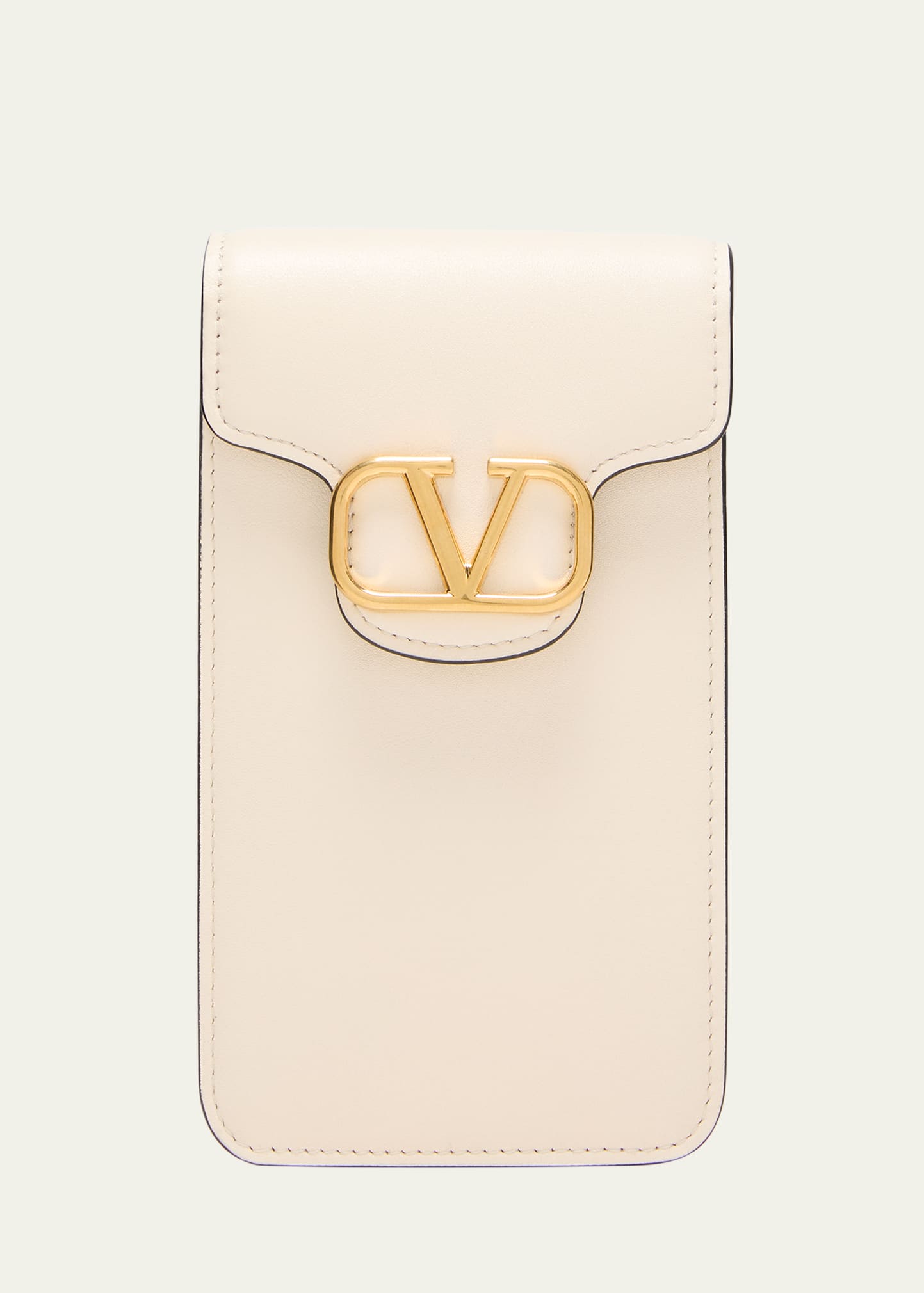 Valentino Garavani Vlogo Flap Leather Smartphone Case In I16 Light Ivory