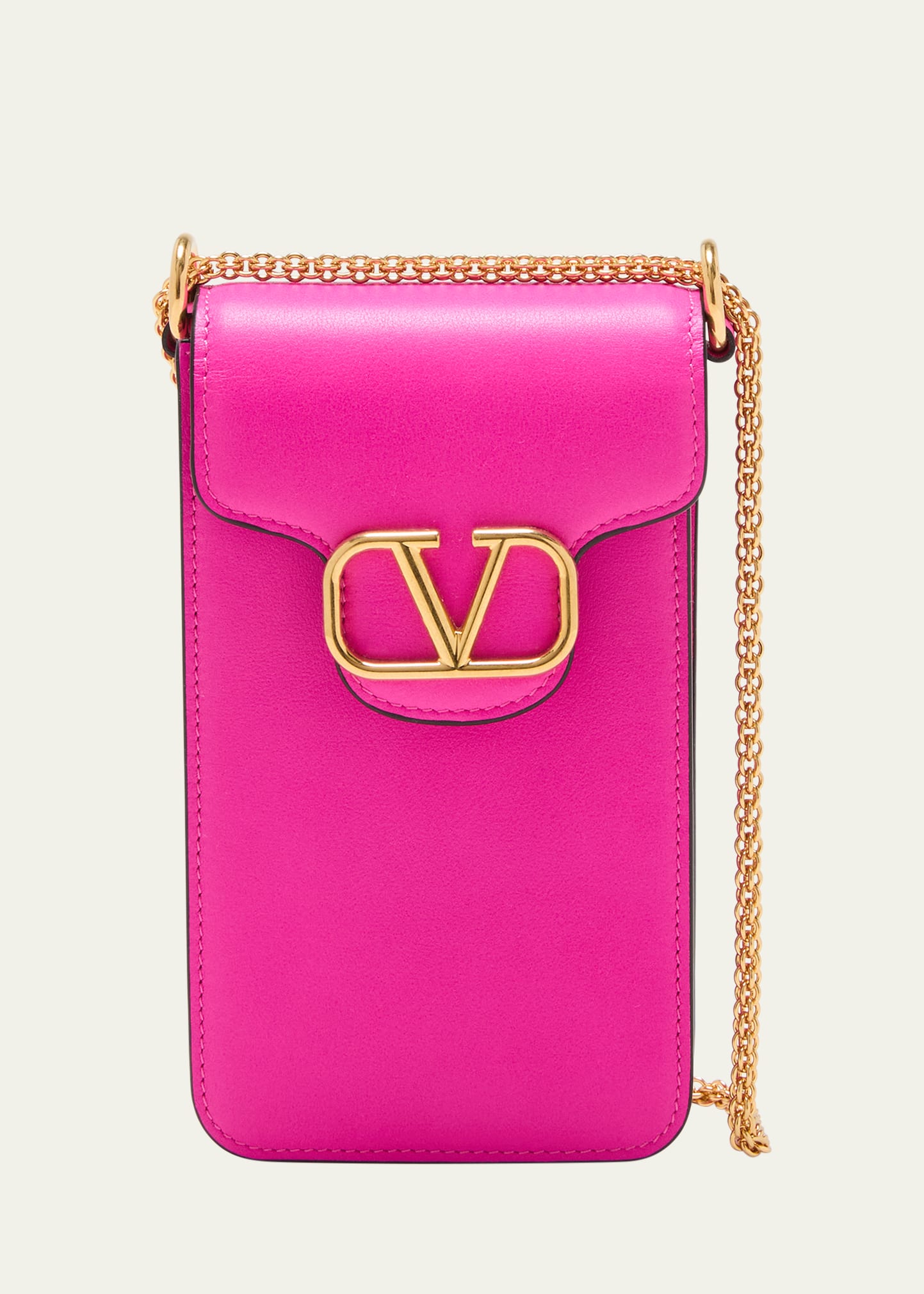 Valentino Garavani Vlogo Flap Leather Smartphone Case In Pink