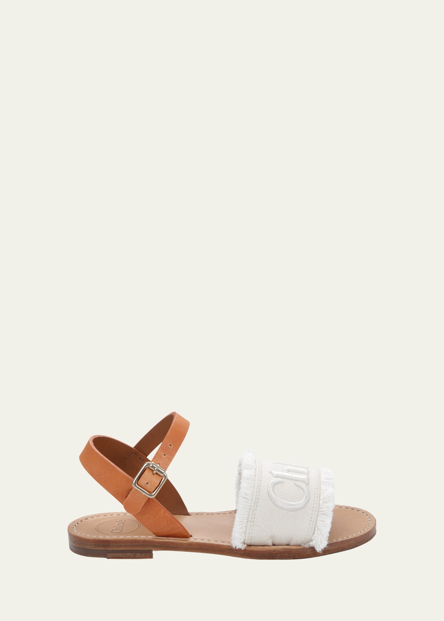 Shop Chloé Girl's Logo Embossed Calf Leather Sandals, Toddlers/kids In 148-ivory