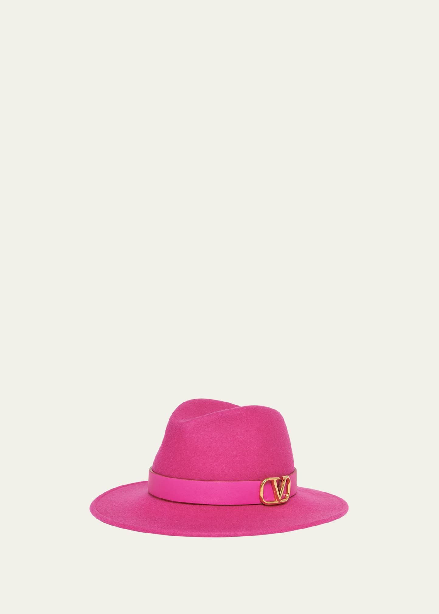 Shop Valentino V-logo Wool Fedora In Pink
