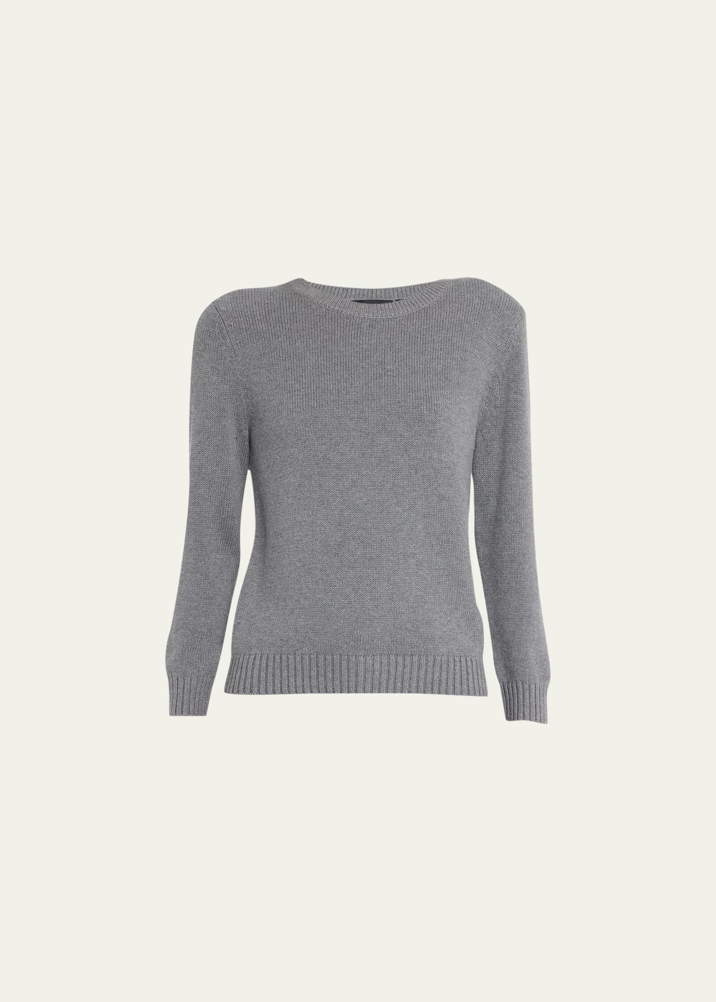 3/4-Sleeve Shrunken Crewneck Sweater